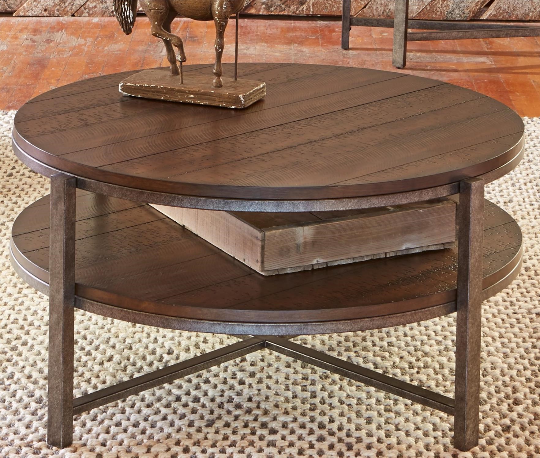 Liberty Furniture Breckinridge Round Cocktail Table with Shelf Darvin