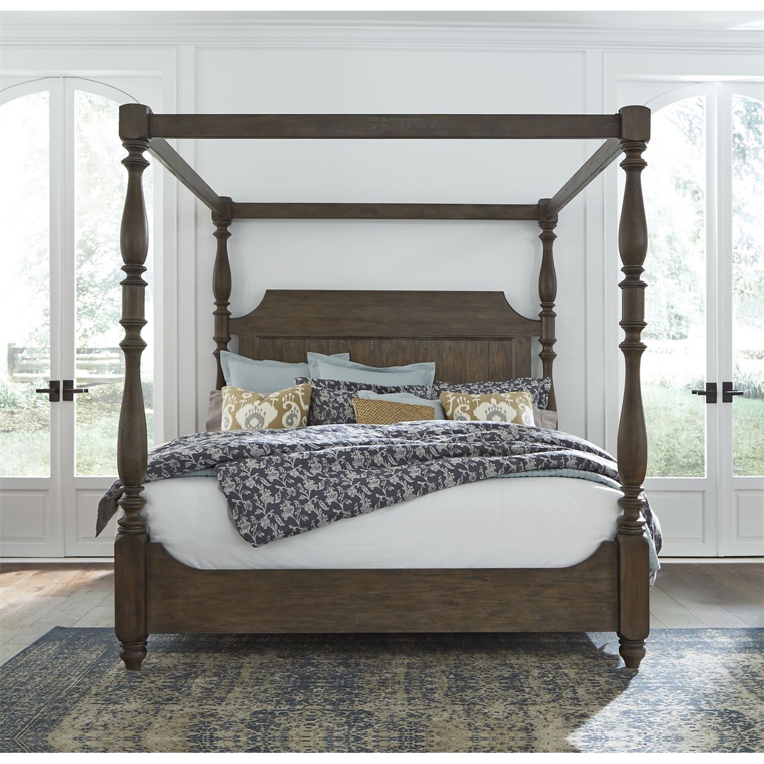 Liberty Furniture Homestead Relaxed Vintage King Canopy Bed with Turned