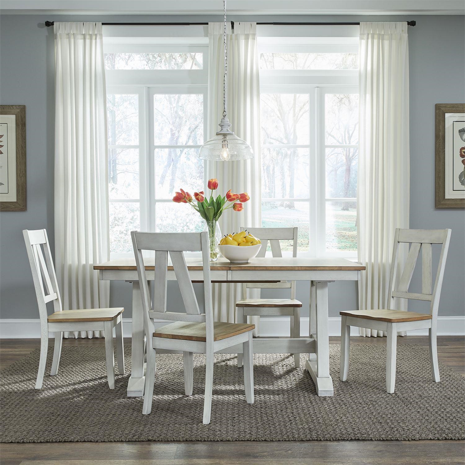 Liberty Furniture Lindsey Farm Transitional Two-Toned 5-Piece Trestle