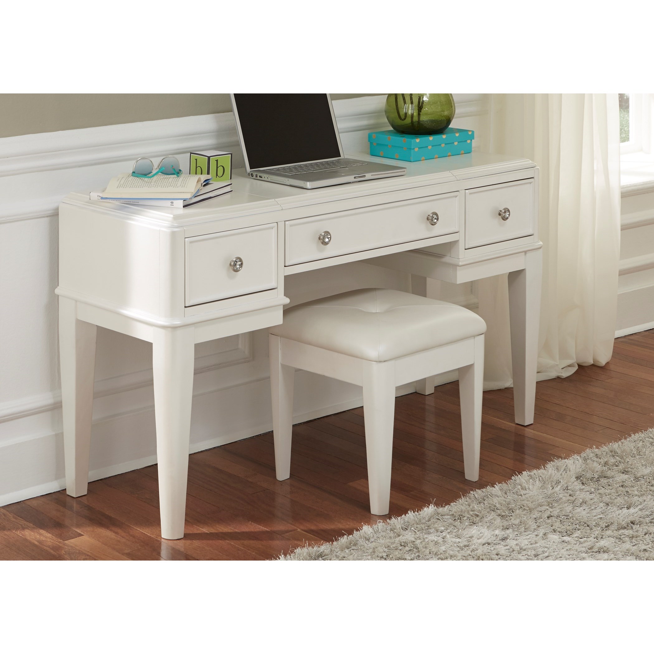 Liberty Furniture Stardust Contemporary Glam Youth Vanity and Bench