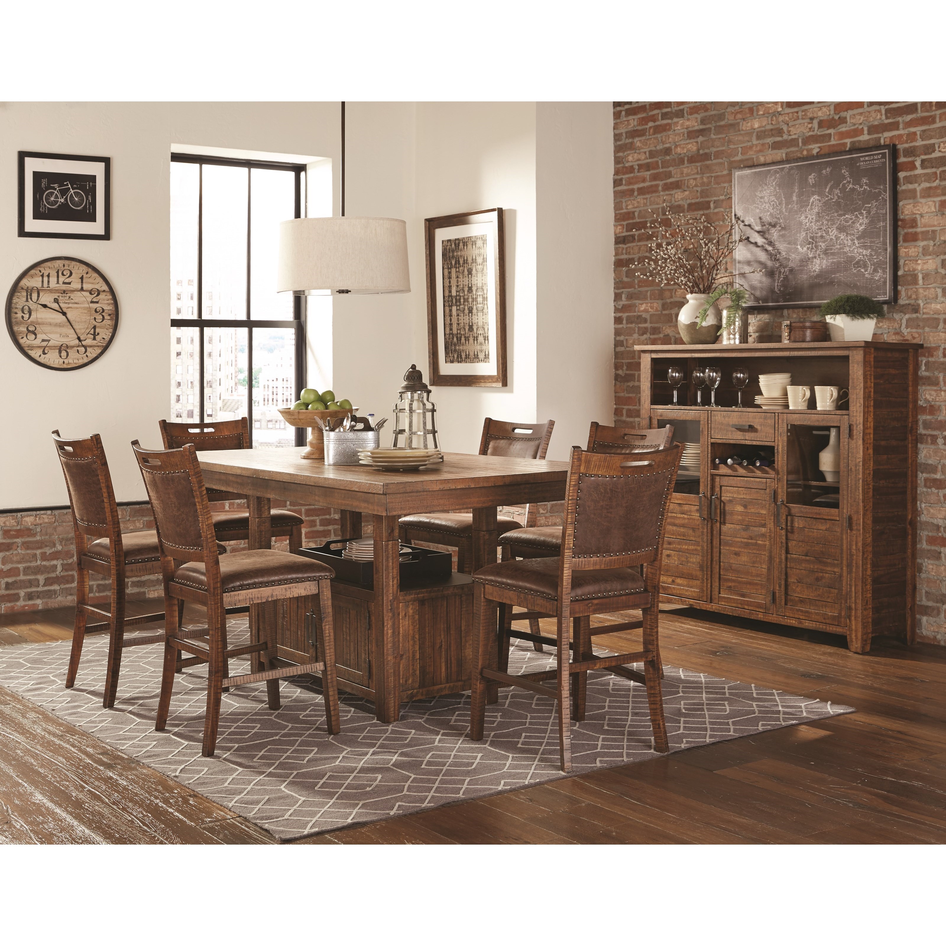 Lifestyle Jeff Tall Buffet with Doors, Drawers, and Wine Storage