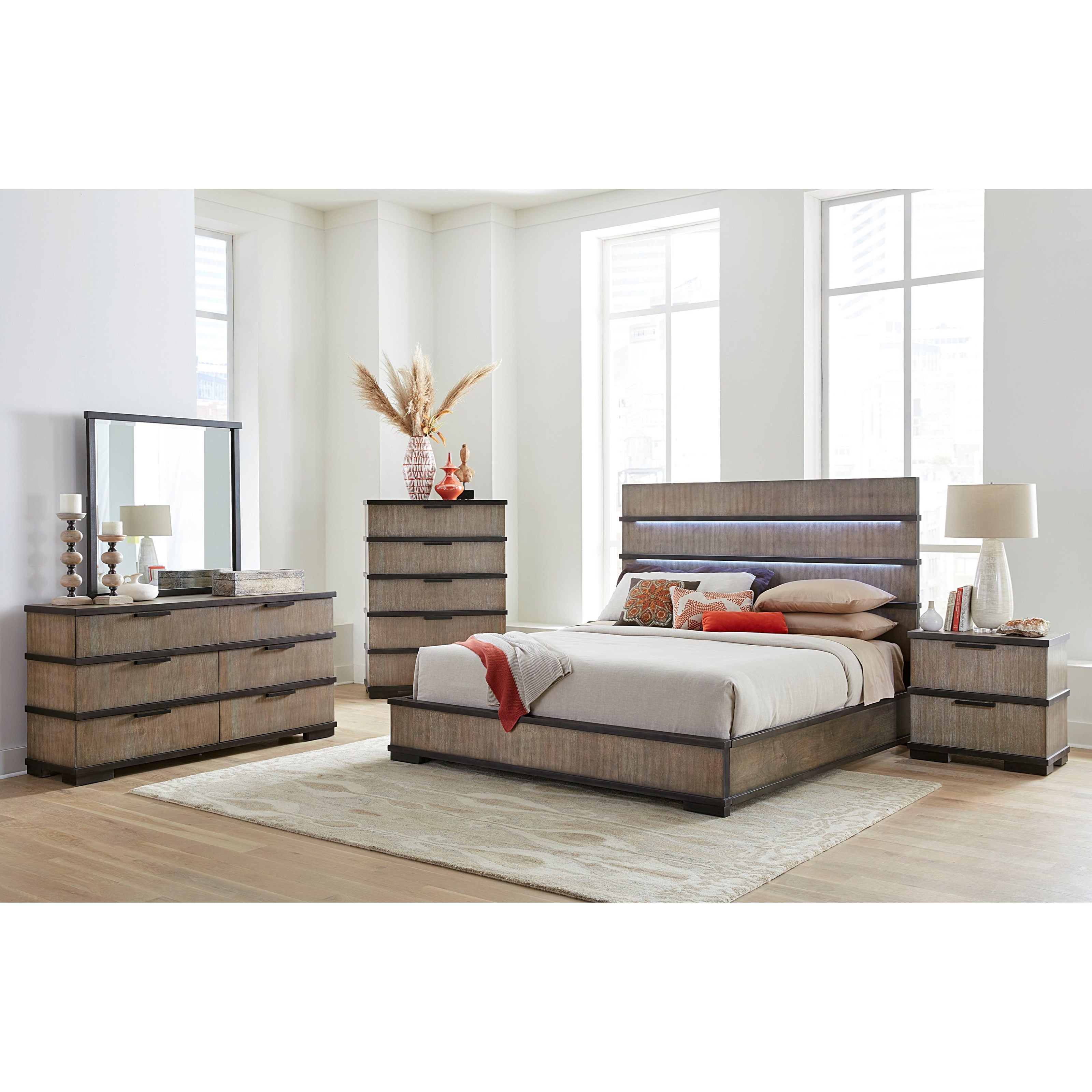 Lifestyle Mikala Contemporary Queen Platform Bed with Headboard