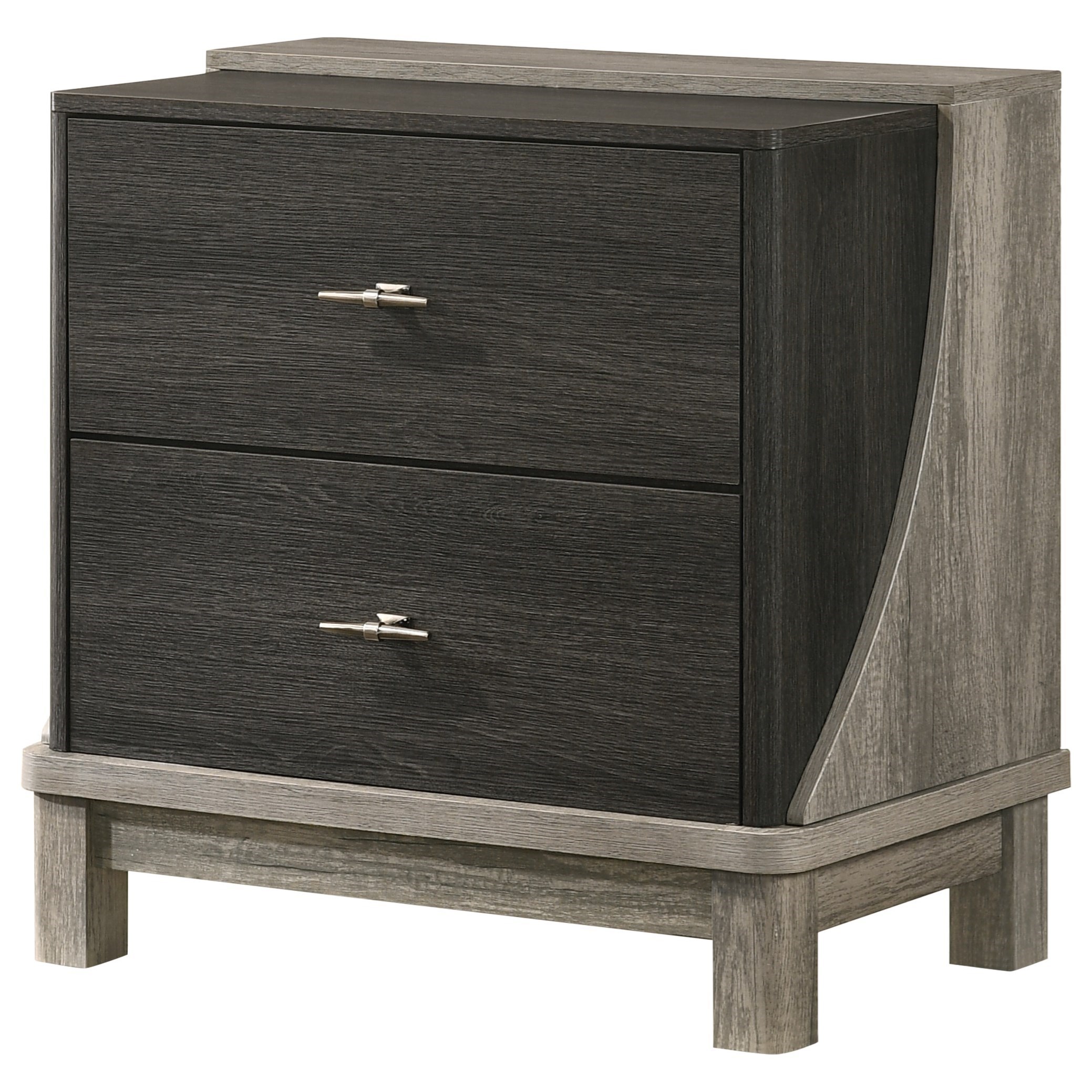 Lifestyle Kyleen Contemporary 2Drawer Nightstand in Charcoal/Light Grey Royal Furniture