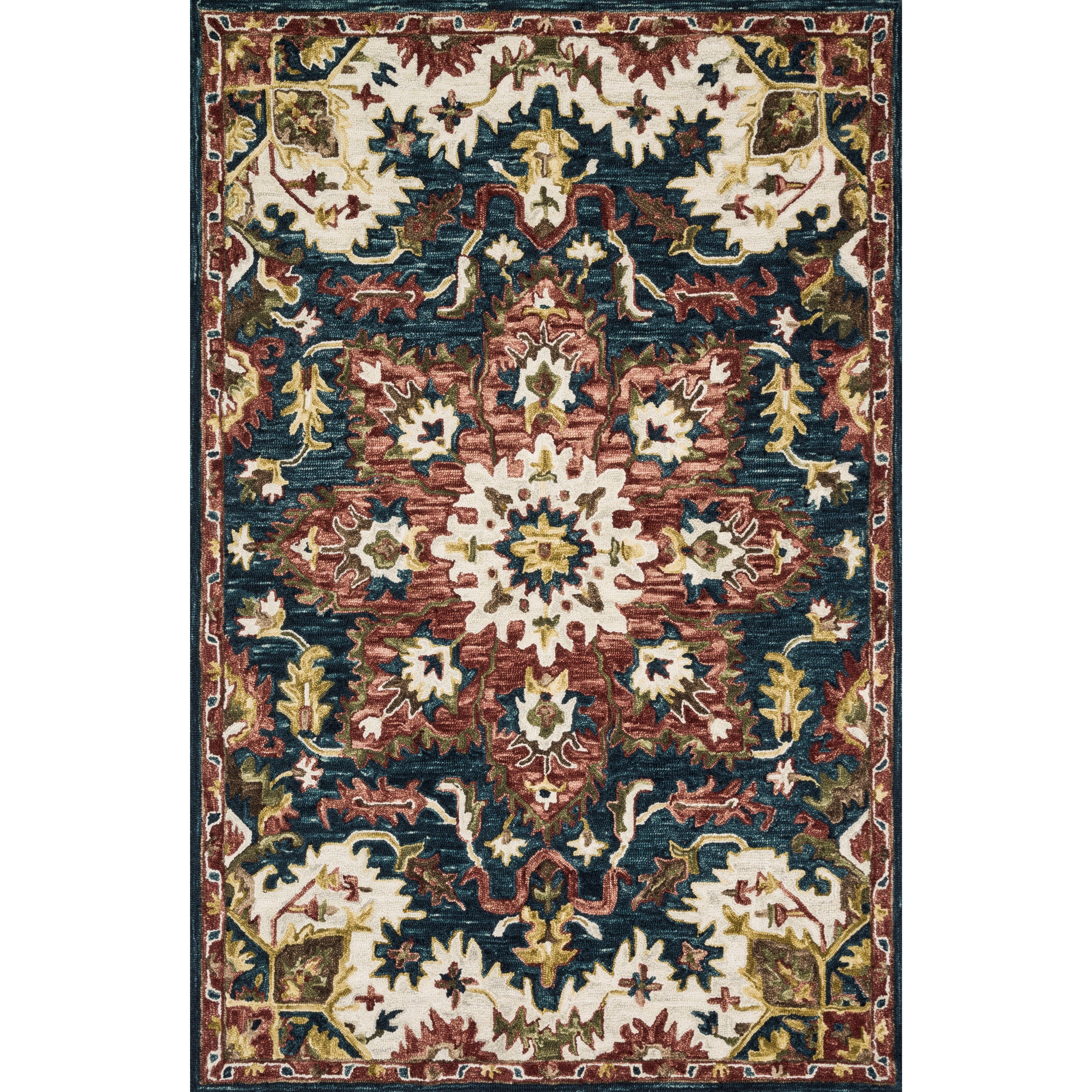 Loloi Rugs Victoria 9'3" x 13' Teal / Raspberry Rug Sprintz Furniture