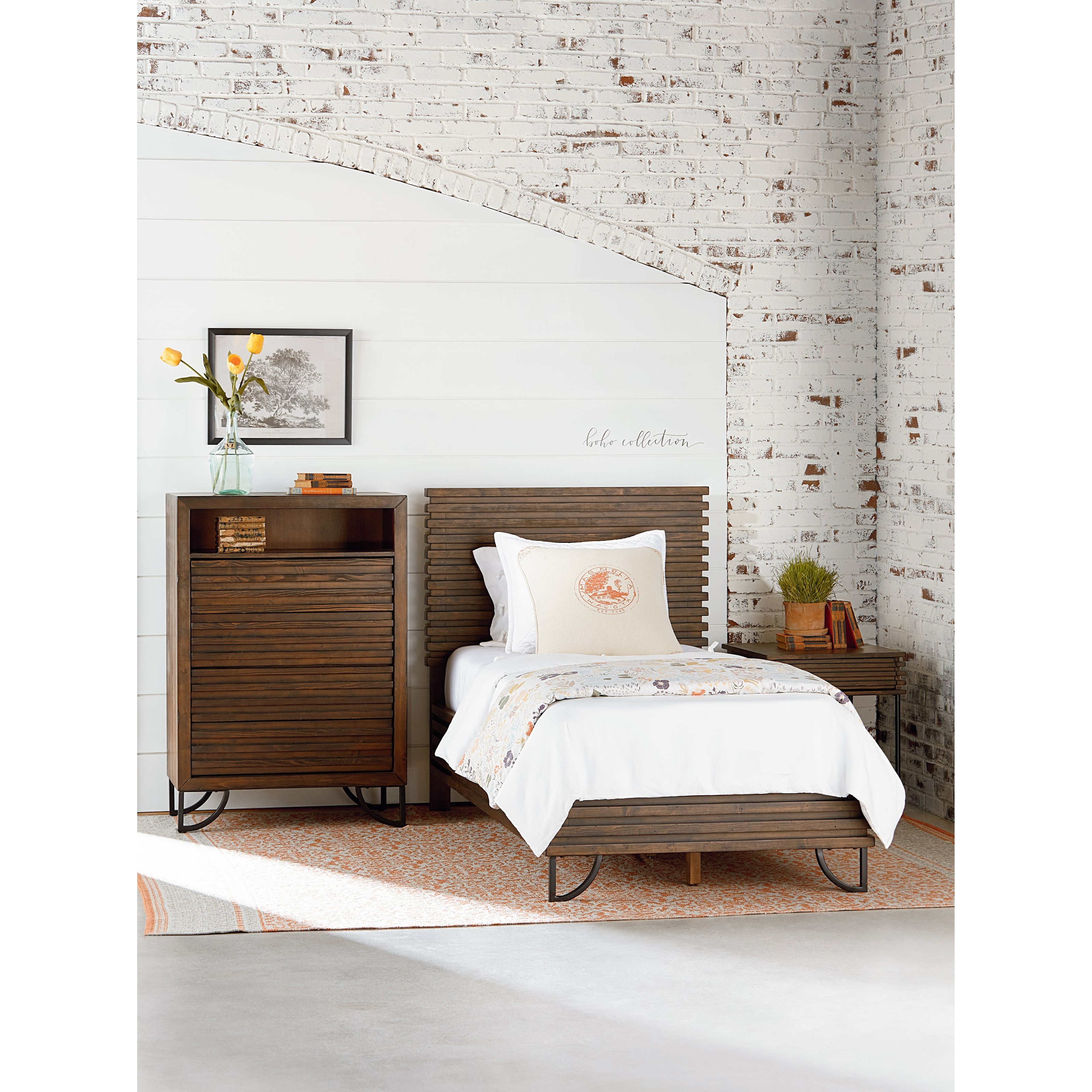 Magnolia Home by Joanna Gaines Boho Twin Stacked Slat Youth Bed