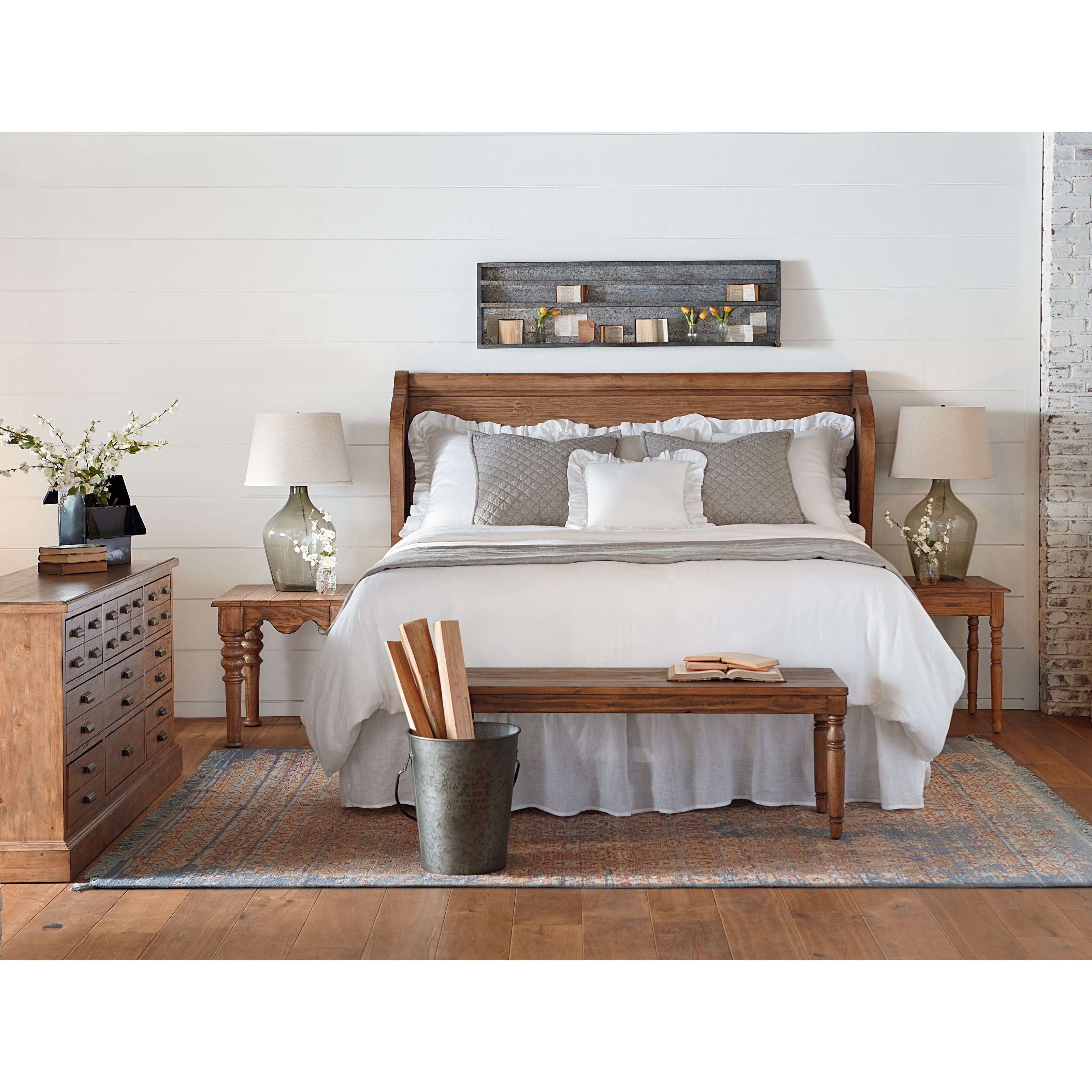 Magnolia Home by Joanna Gaines Farmhouse King Headboard with Pew Shaped