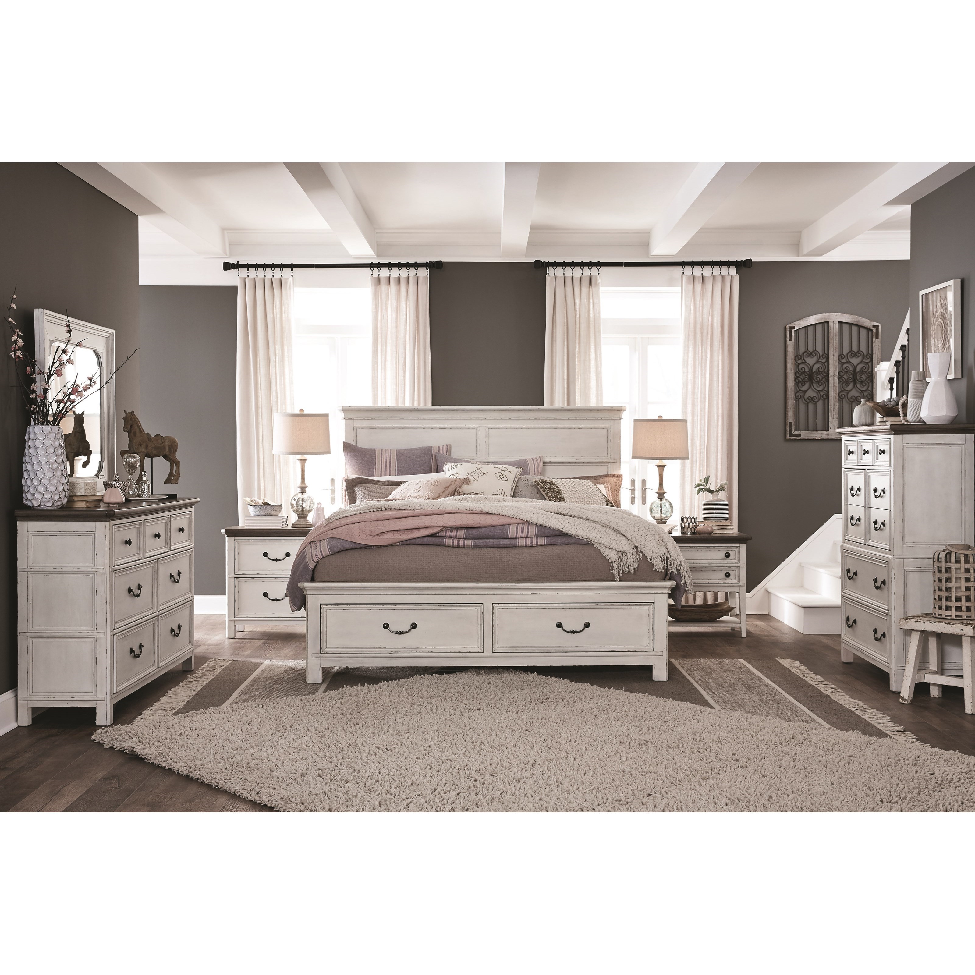 Magnussen Home Bellevue Manor Relaxed Vintage Queen Panel Storage Bed