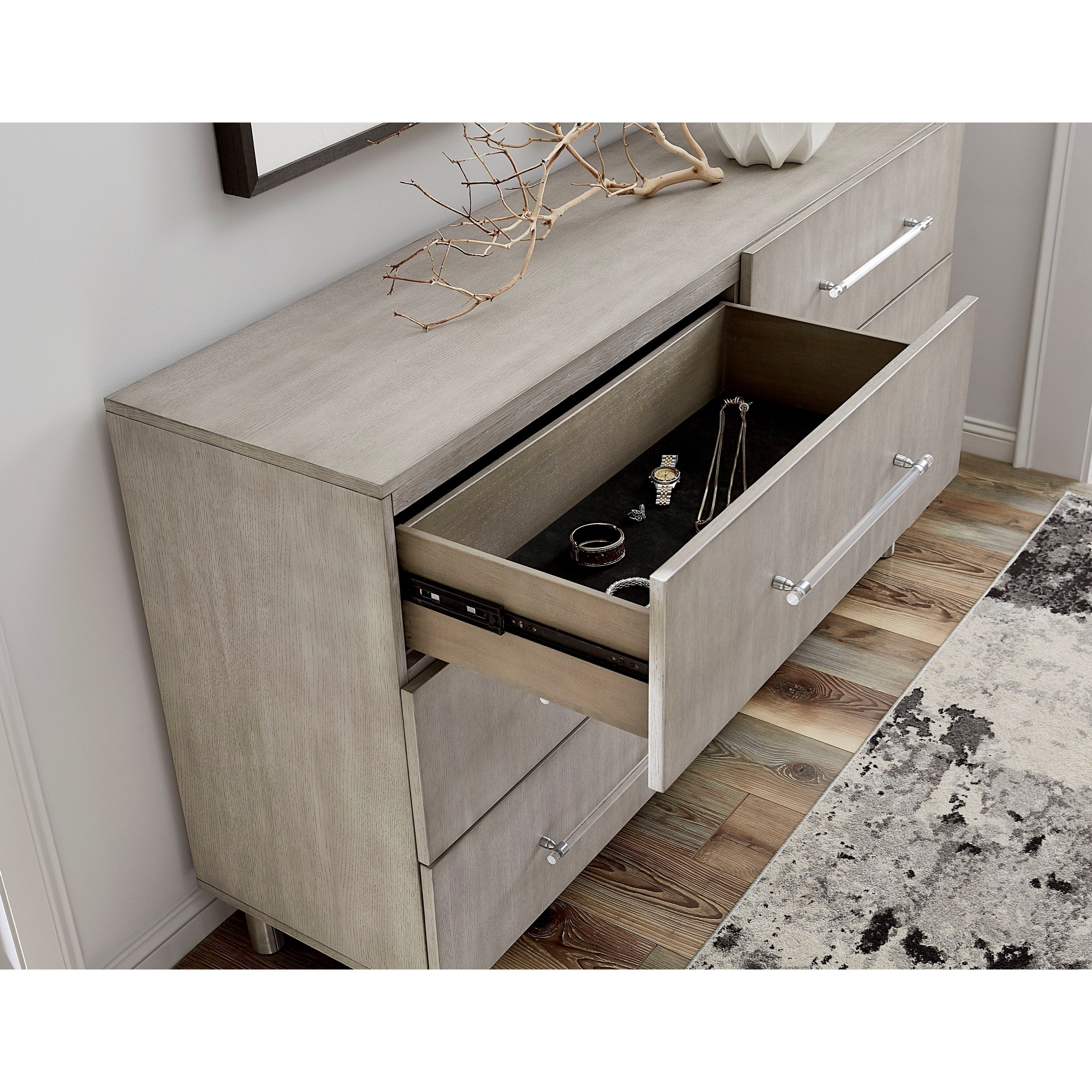 Modus International Argento Contemporary Dresser with FeltLined