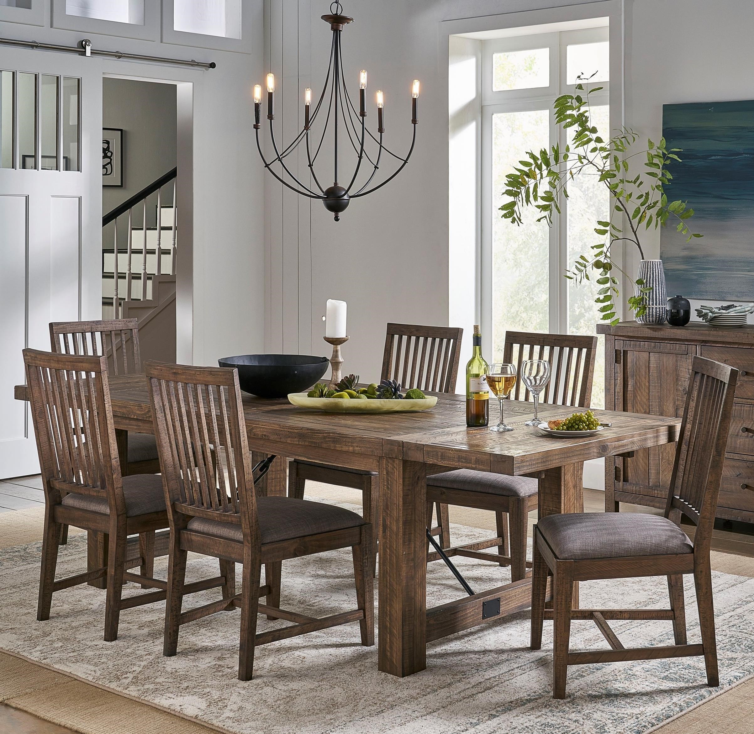 Dallas Ranch Rustic Solid Wood Double Pedestal Dining Table Set 