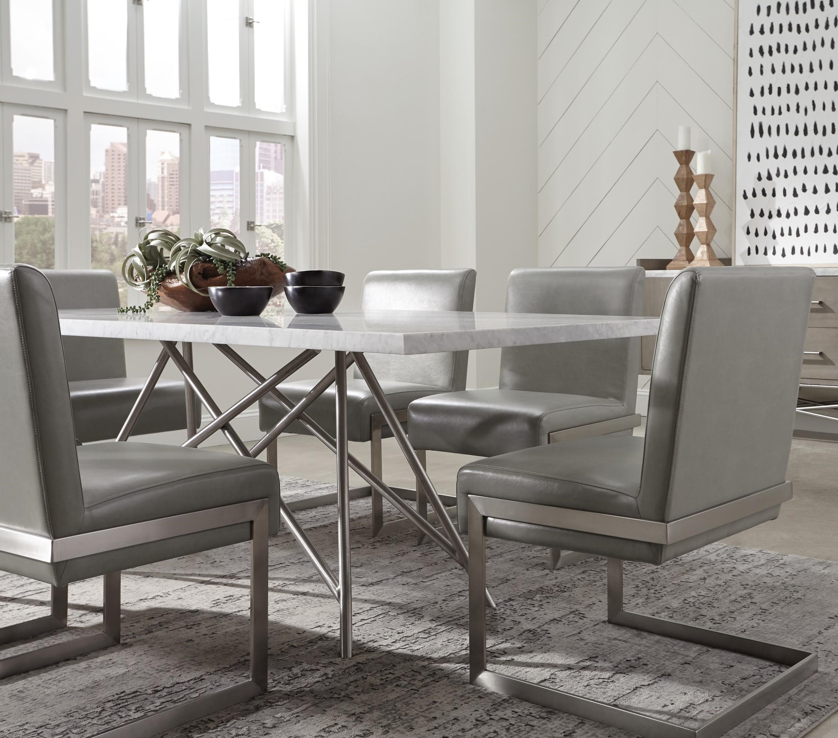 Modus International Coral 7Piece Dining Table with White Marble Top