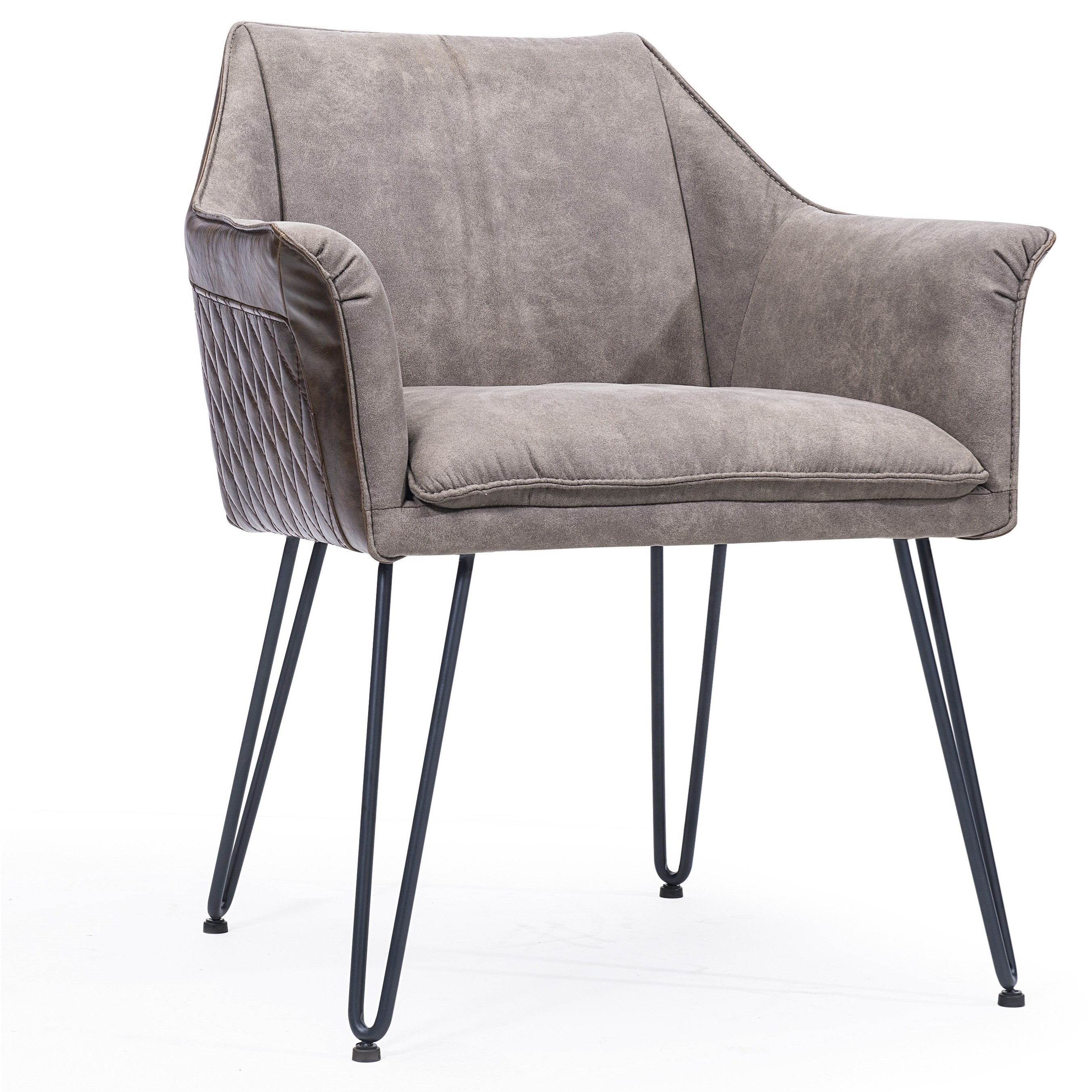 Modus International Crossroads Alabaster Hairpin Leg Arm Chair in Gray