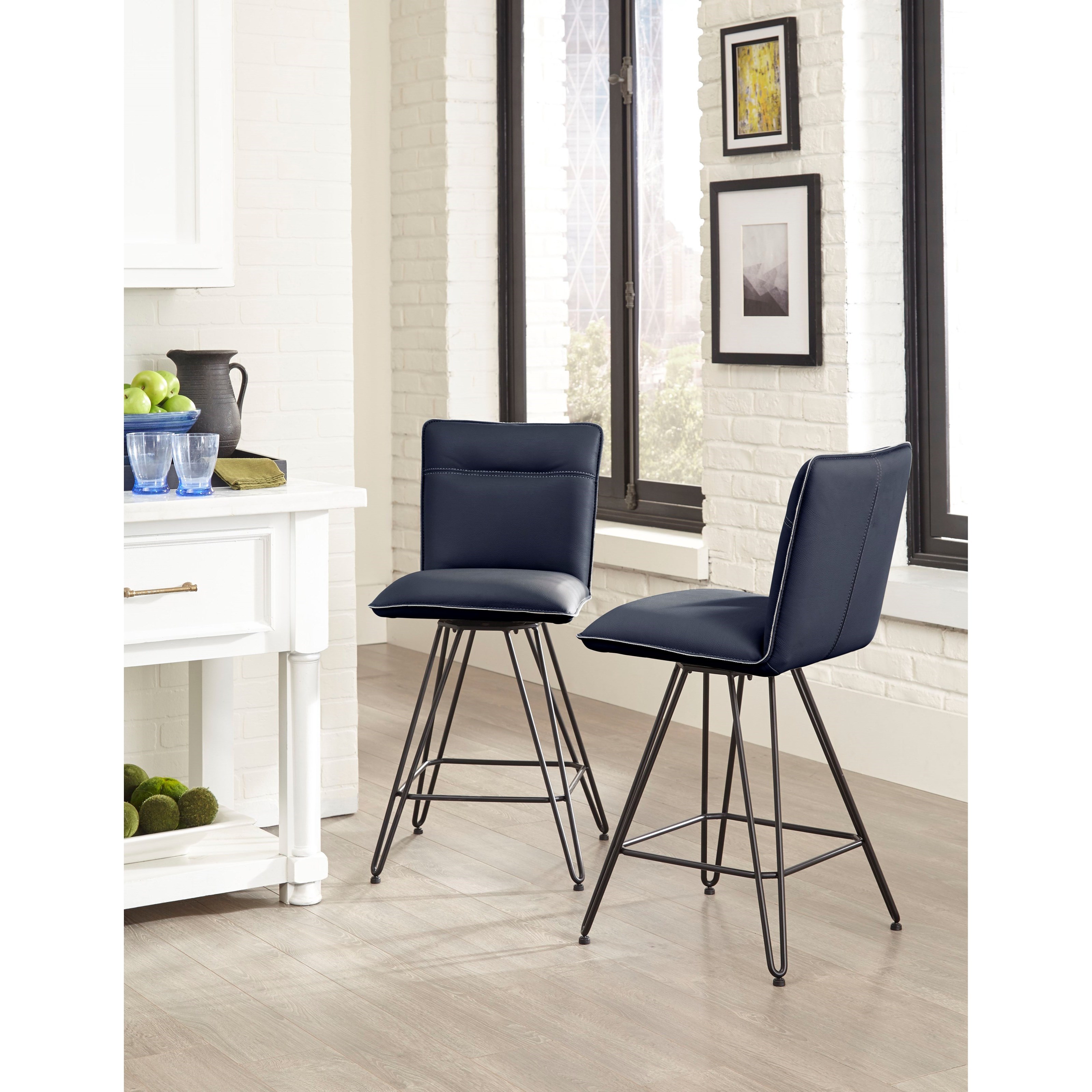 Modus International Crossroads Demi Hairpin Leg Swivel Counter Stool in