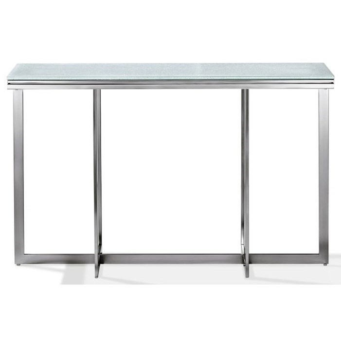 Modus International Eliza Metal Media Console Table with Crackled Glass