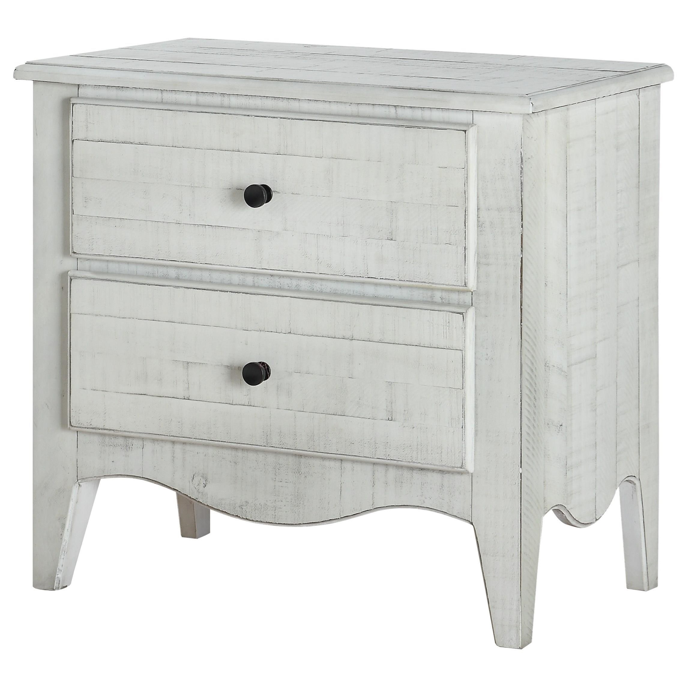 Modus International Ella Rustic 2Drawer Nightstand in White Wash