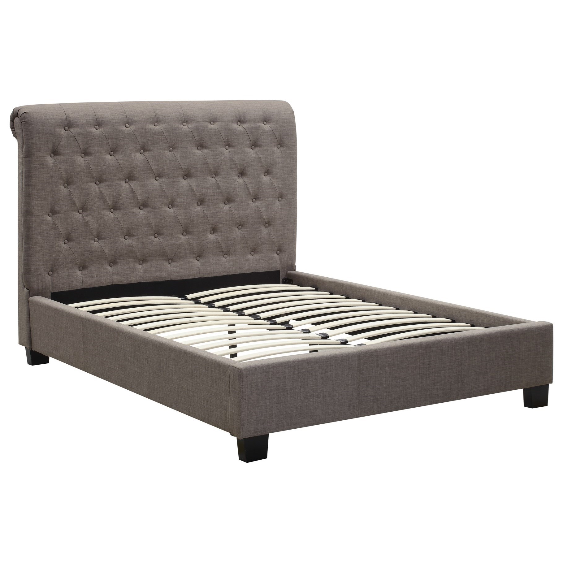 Geneva King Royal Upholstered Platform Bed with Tufted Sleigh Headboard