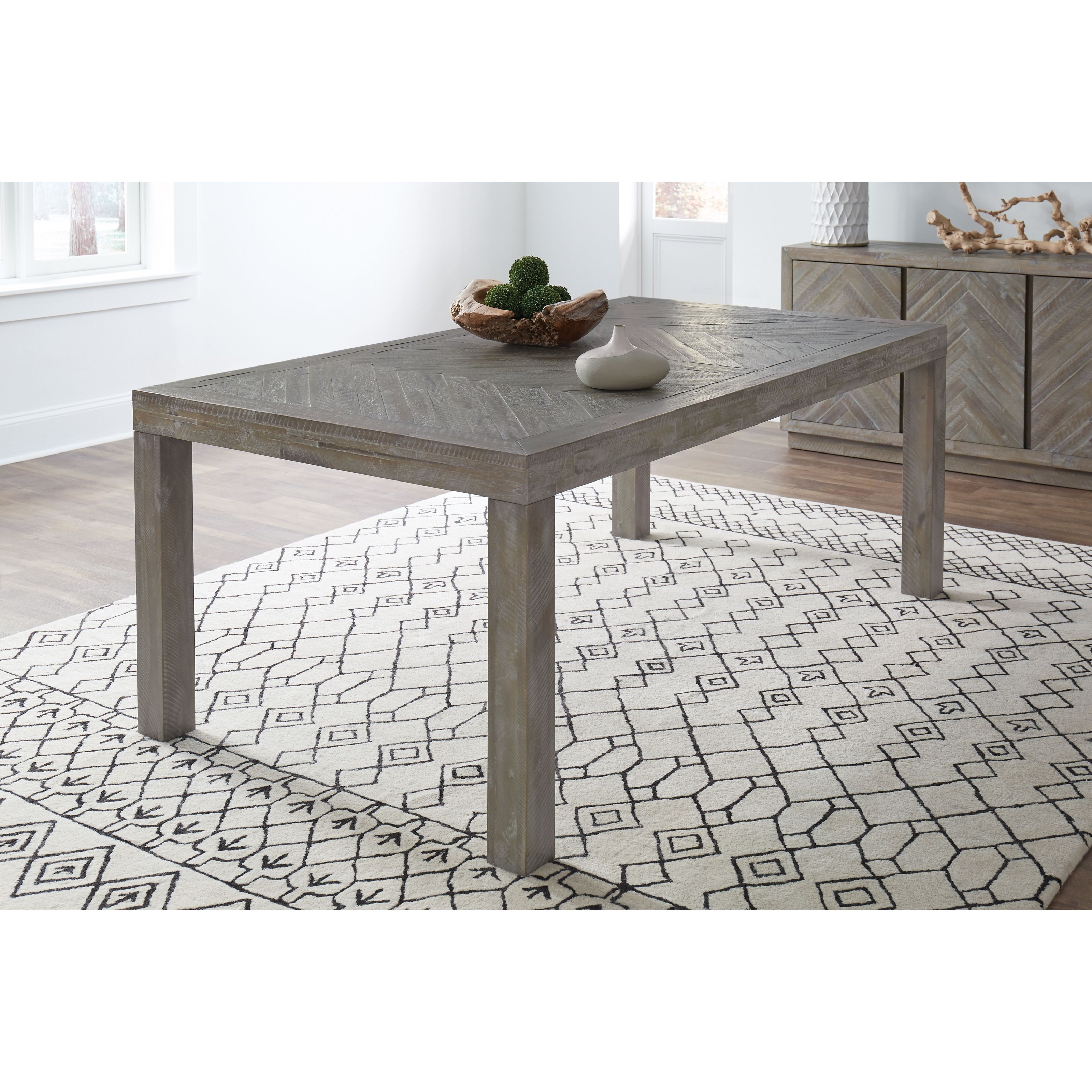 Modus International Herringbone Contemporary Extension Table in Rustic