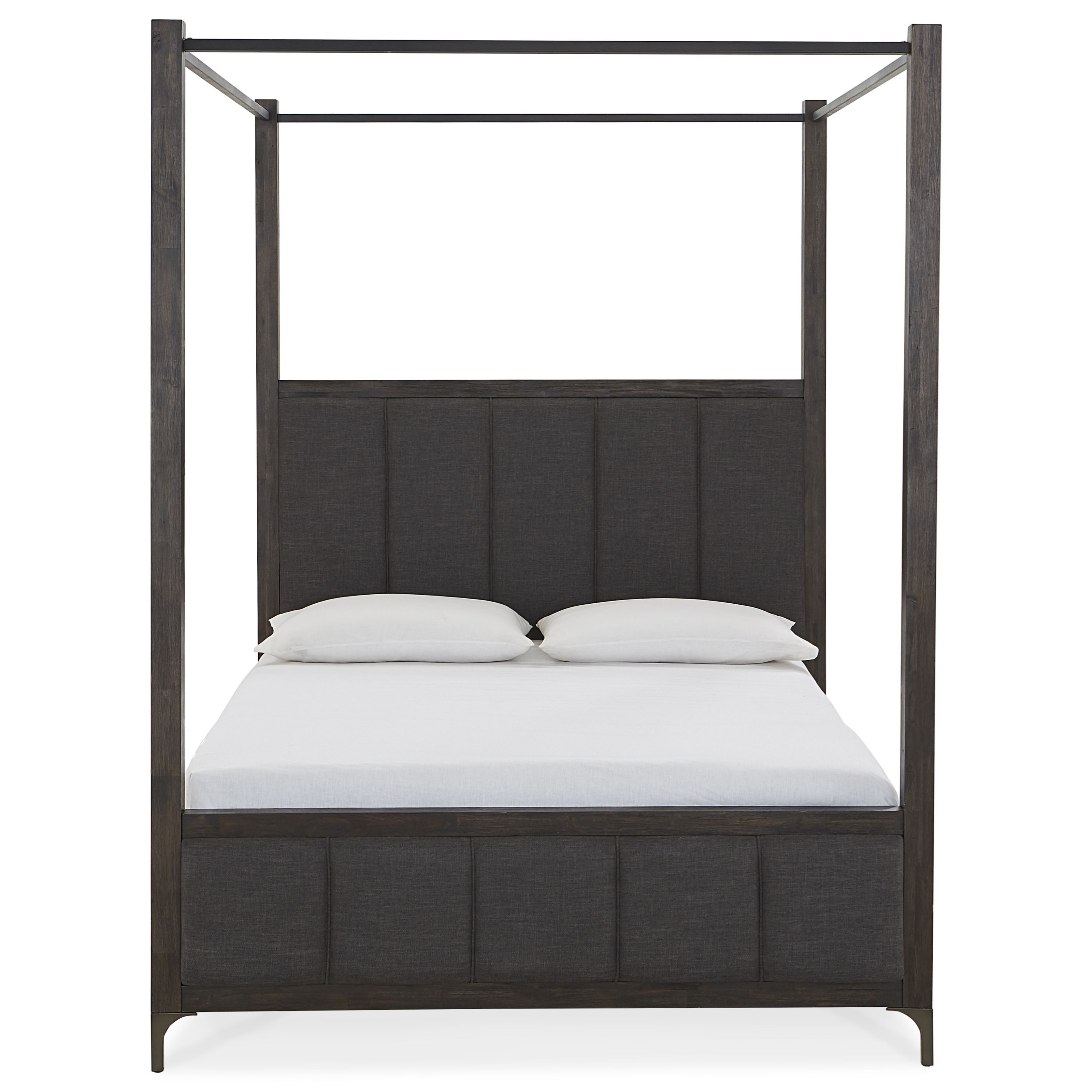 Lucerne 5NL2B7 King Canopy Bed in Vintage Coffee Sadler's Home Furnishings Bed Upholstered Bed