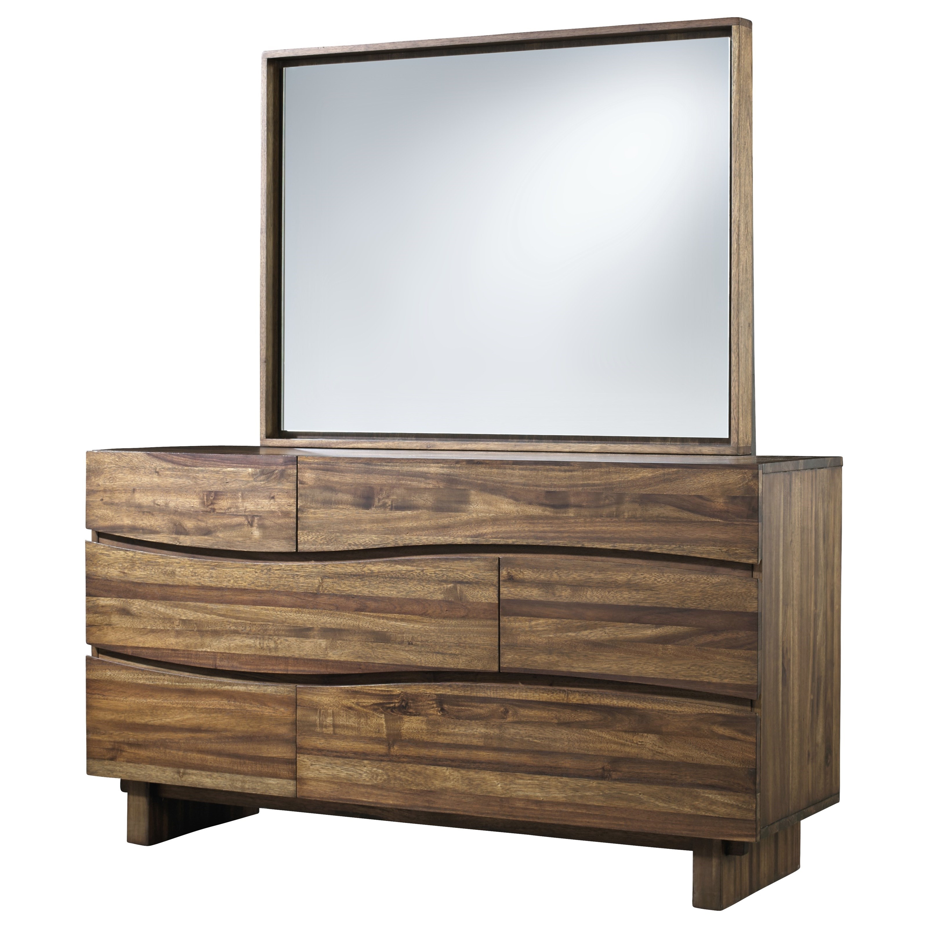 Ocean Contemporary 6Drawer Solid Wood Dresser and Mirror Sadler's