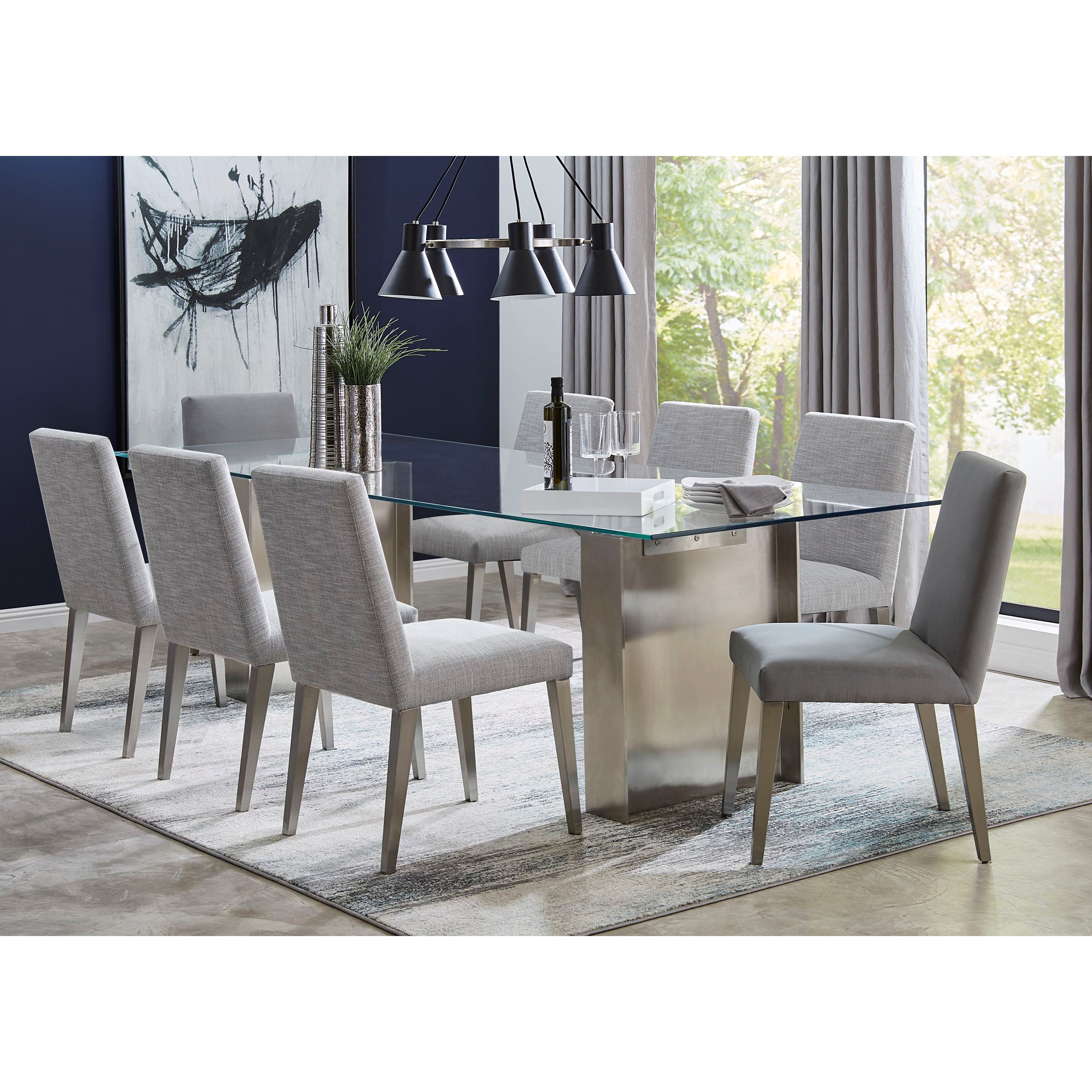 Omnia 5YA661+2x64+6x63 9Piece Brushed Stainless Steel Dining Set