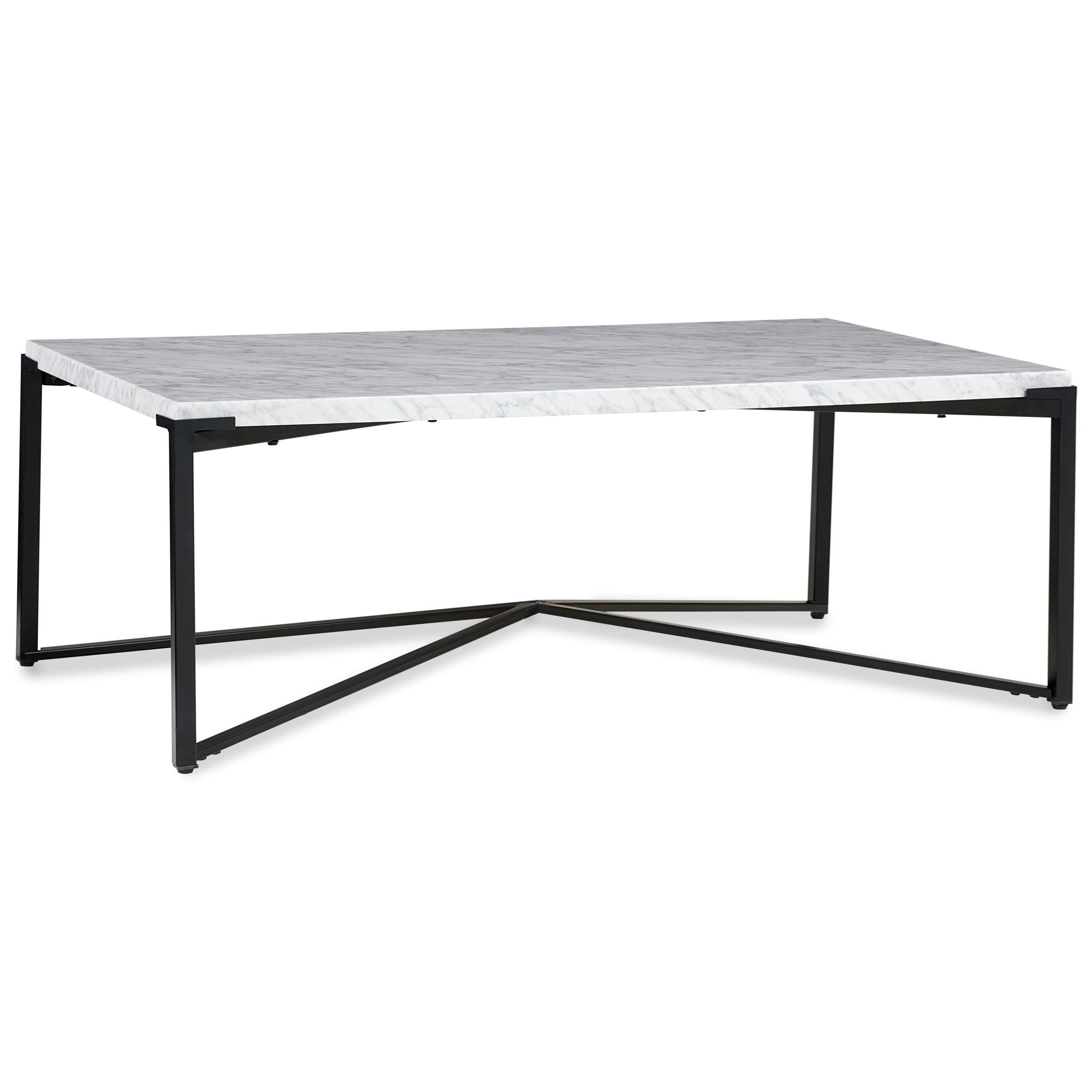 Saxon A9R321 Modern Coffee Table with Marble Top in Matte Black