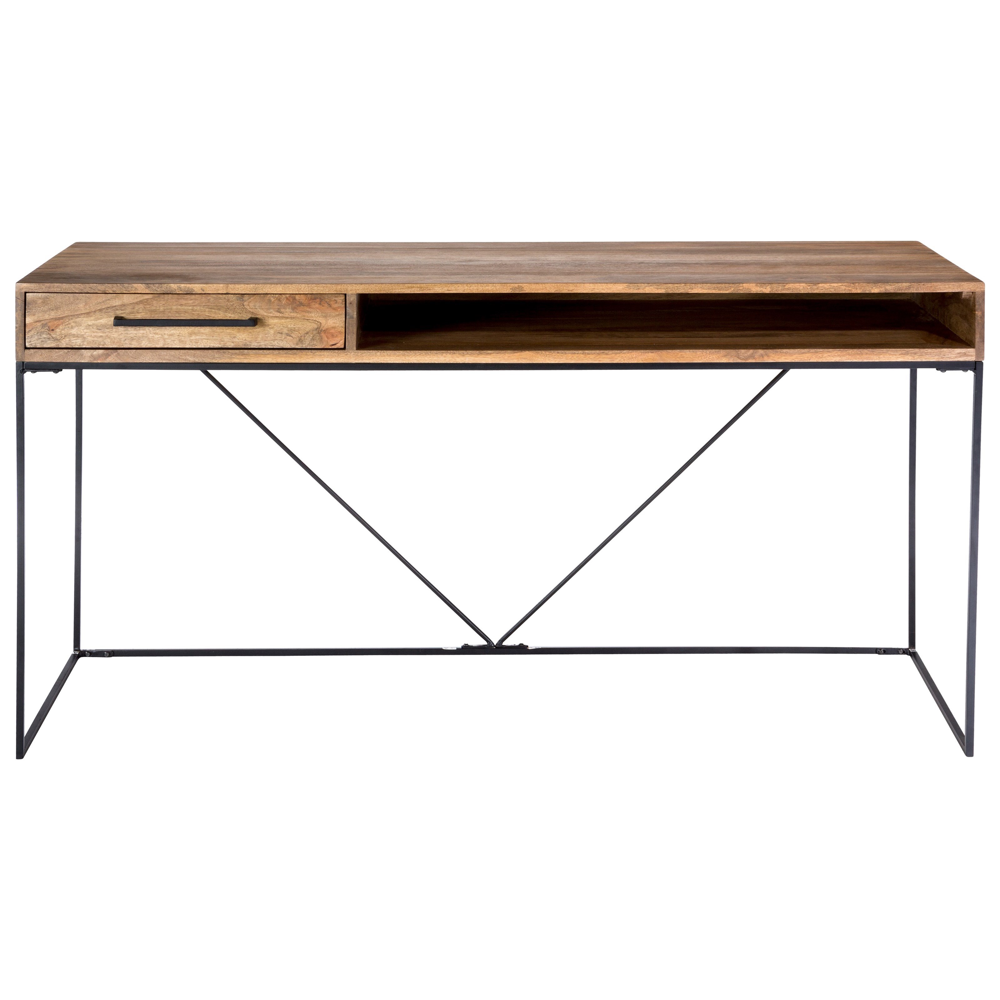 Colvin SR103024 Rustic Writing Desk with Wide Shelf Sadler's Home Furnishings Table Desks