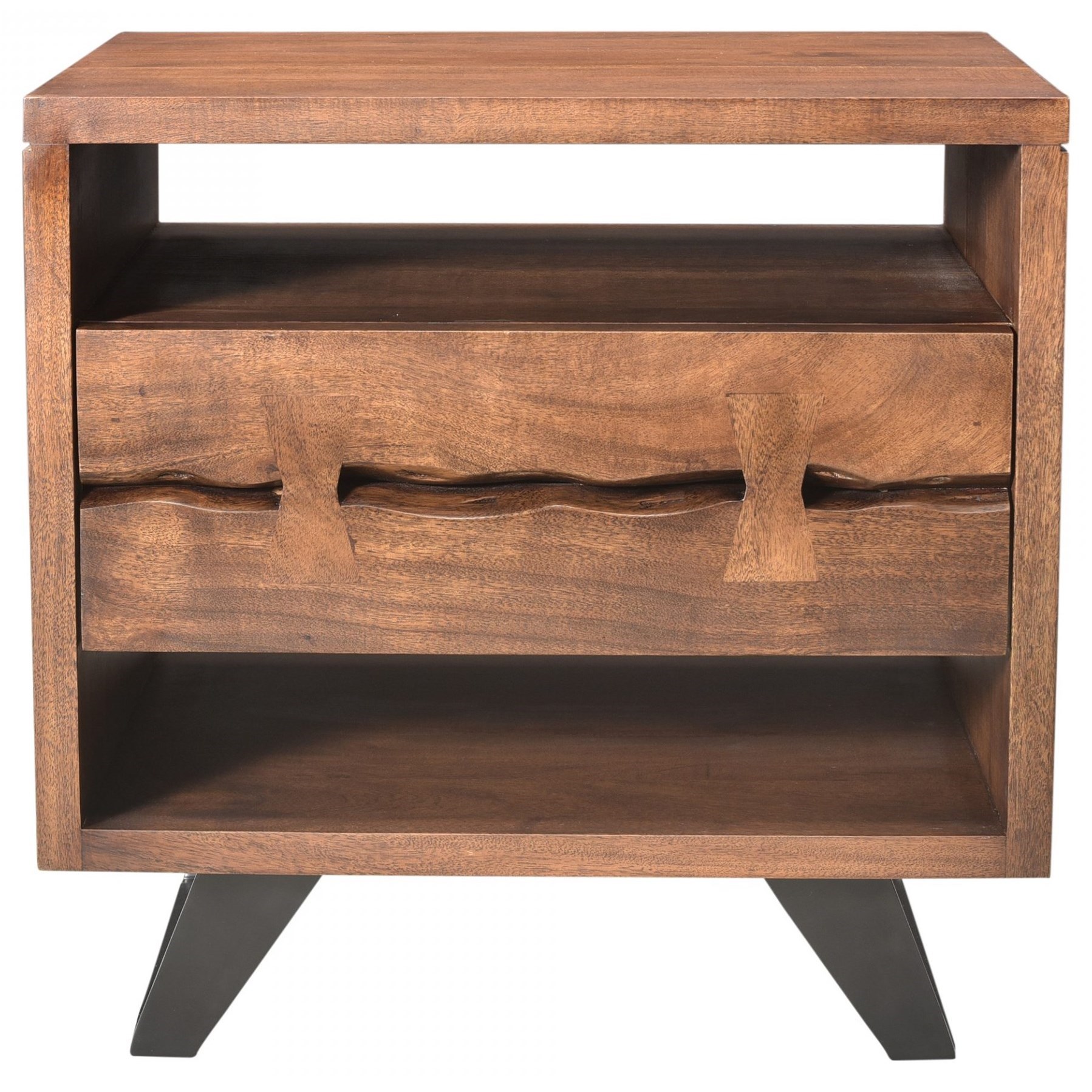 Moe s Home Collection Madagascar Rustic 1 Drawer Nightstand Stoney