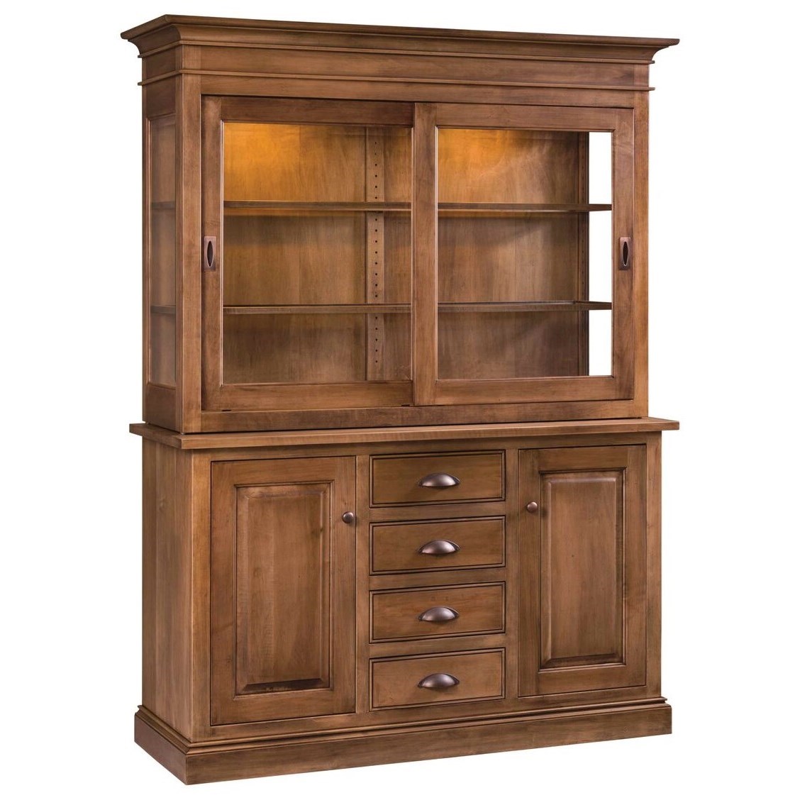 Custom Amish Normandy Customizable Solid Wood Dining Hutch with Accent