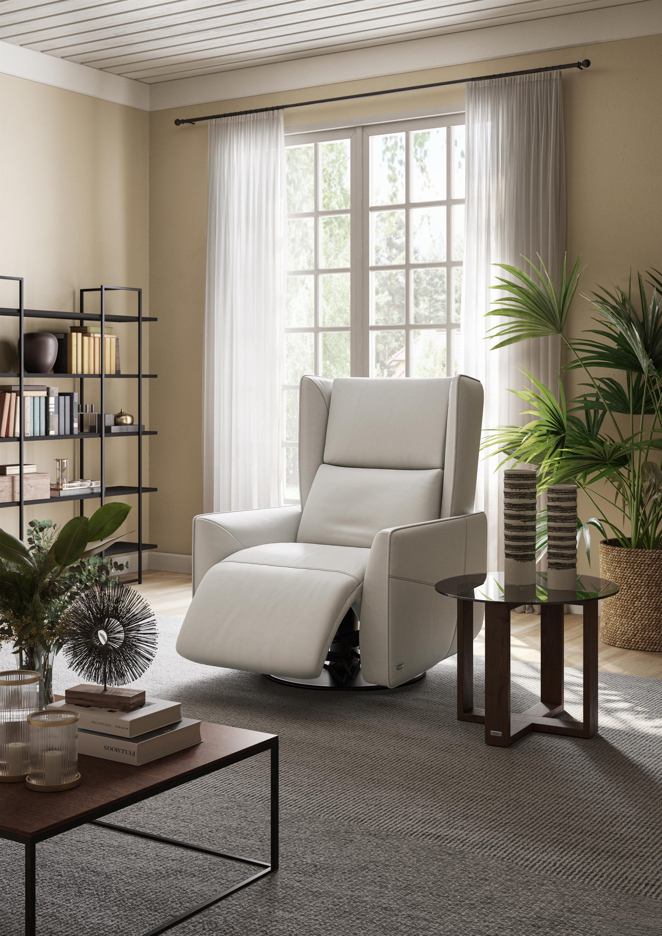 Natuzzi Editions Tenera 450199368 Wing Back Triple Power Swivel