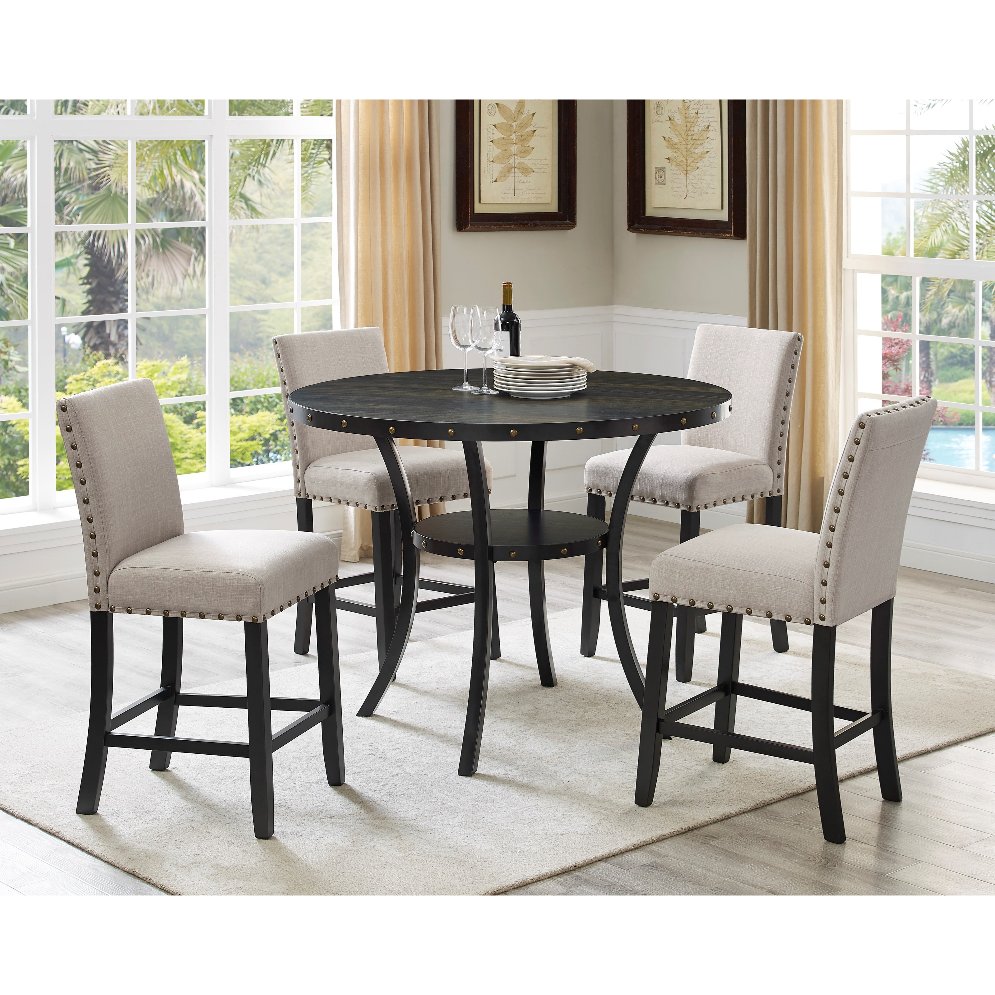 Furniture Gray New Classic Furniture Amy 5Piece Counter Dining Table