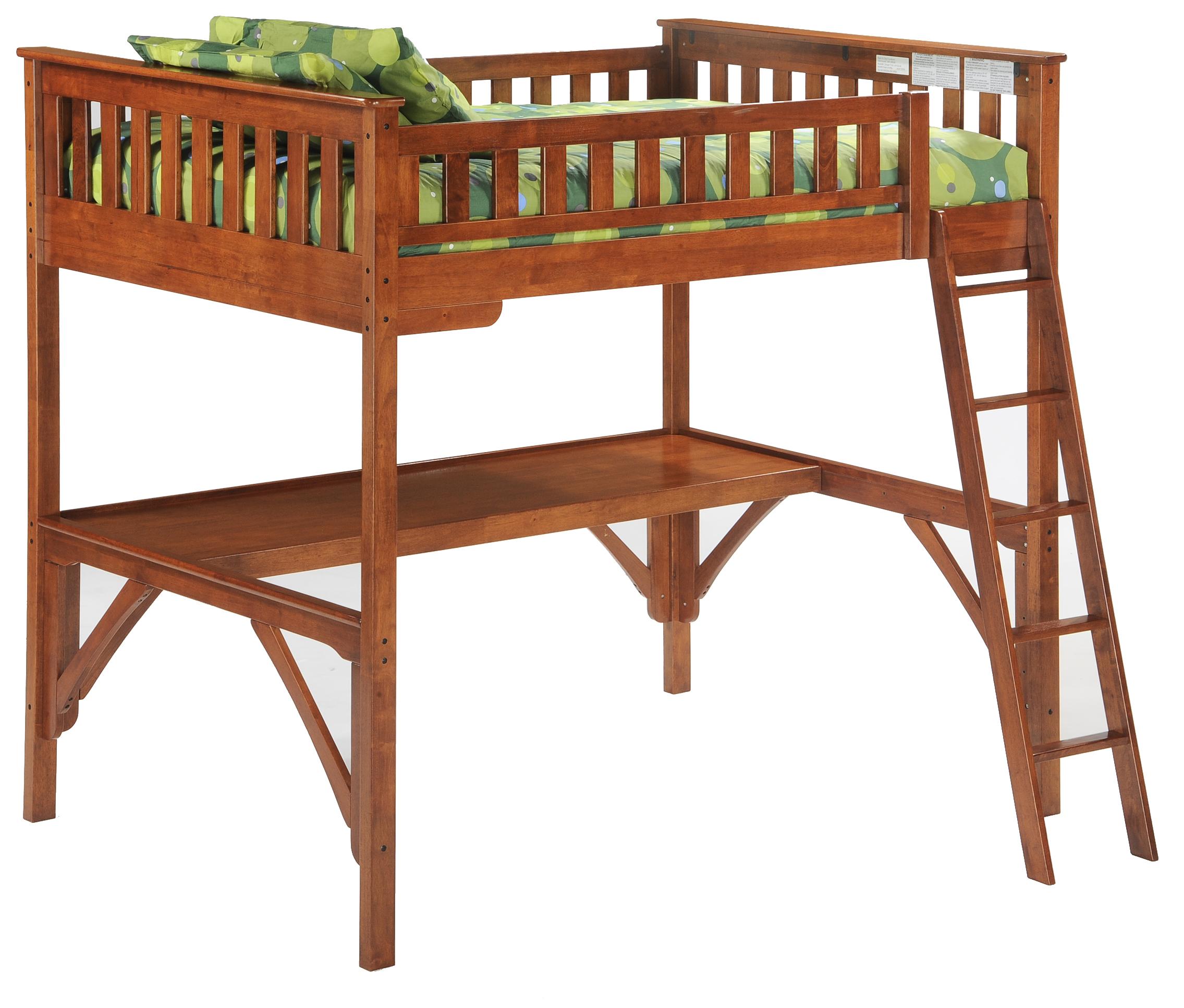 Night & Day Furniture Spice Ginger Full Loft Bed with Straight Desk