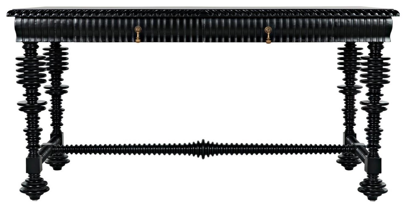 Noir Portugese Small Portuguese Desk in Hand Rubbed Black Finish