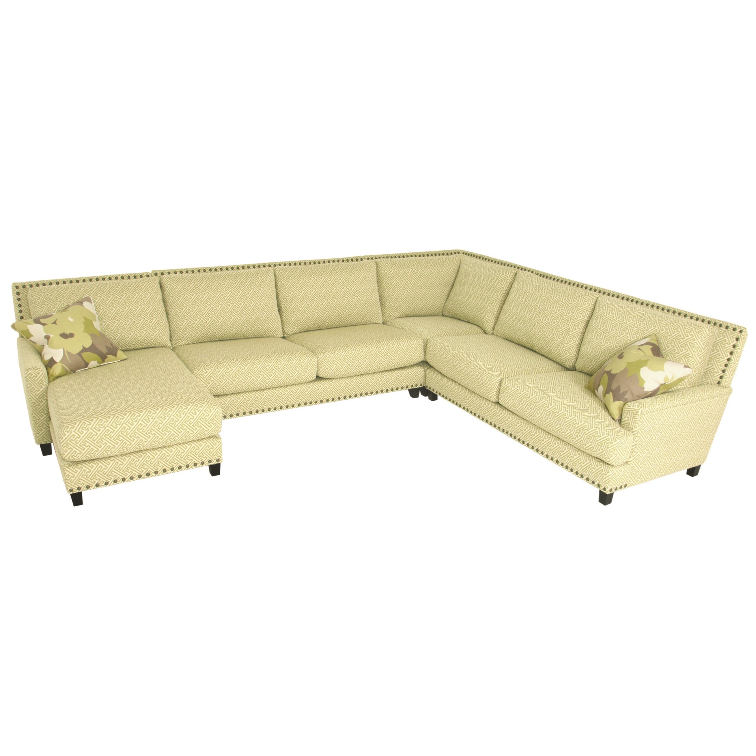 Norwalk Linkin Sectional Sofa with Chaise and Optional Nail Head Trim