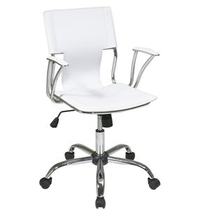 Office Star Dorado DOR26-WH Chrome Office Chair with PVC ...
