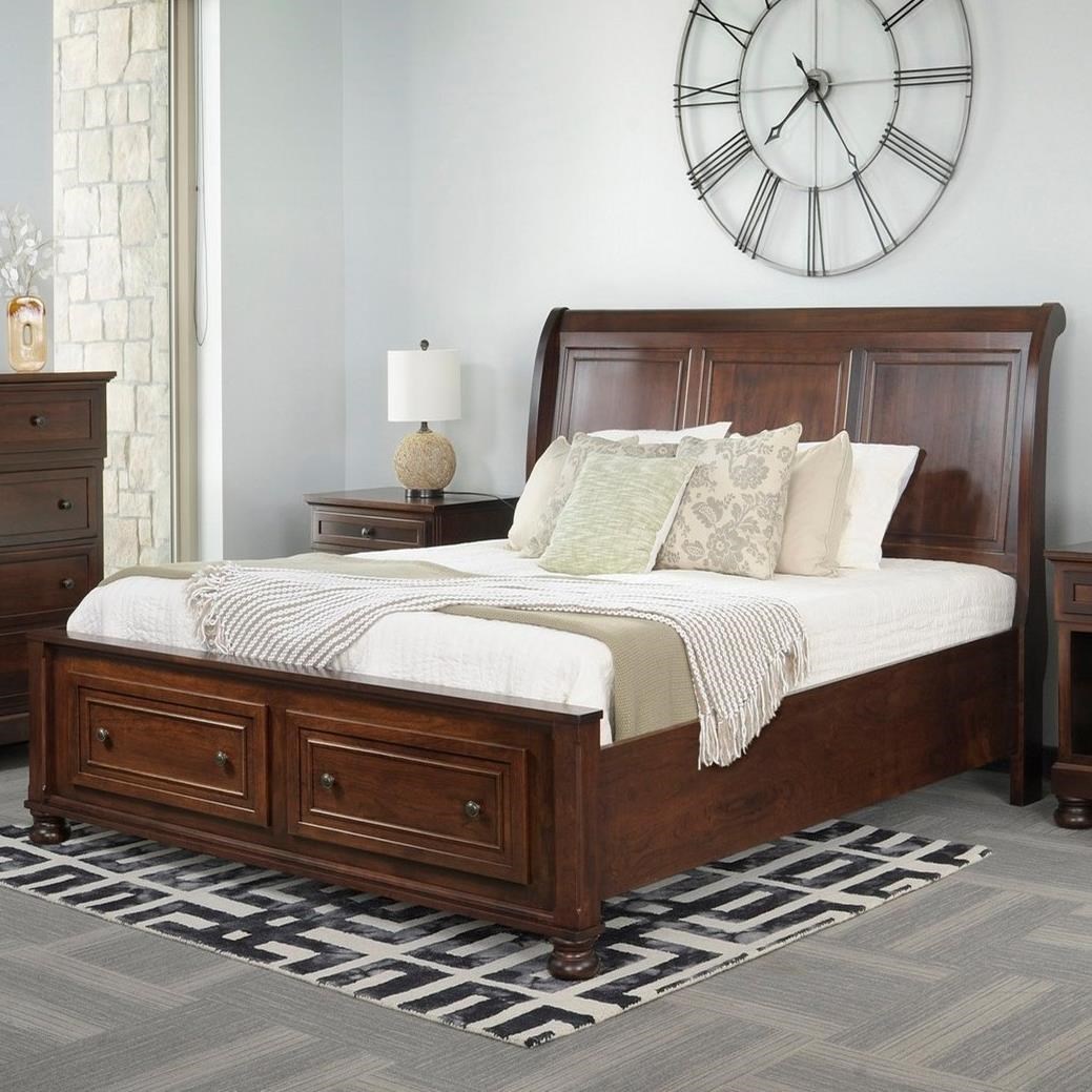 Palettes Brigantine Queen Sleigh Bed with Footboard Storage Virginia Furniture Market Sleigh