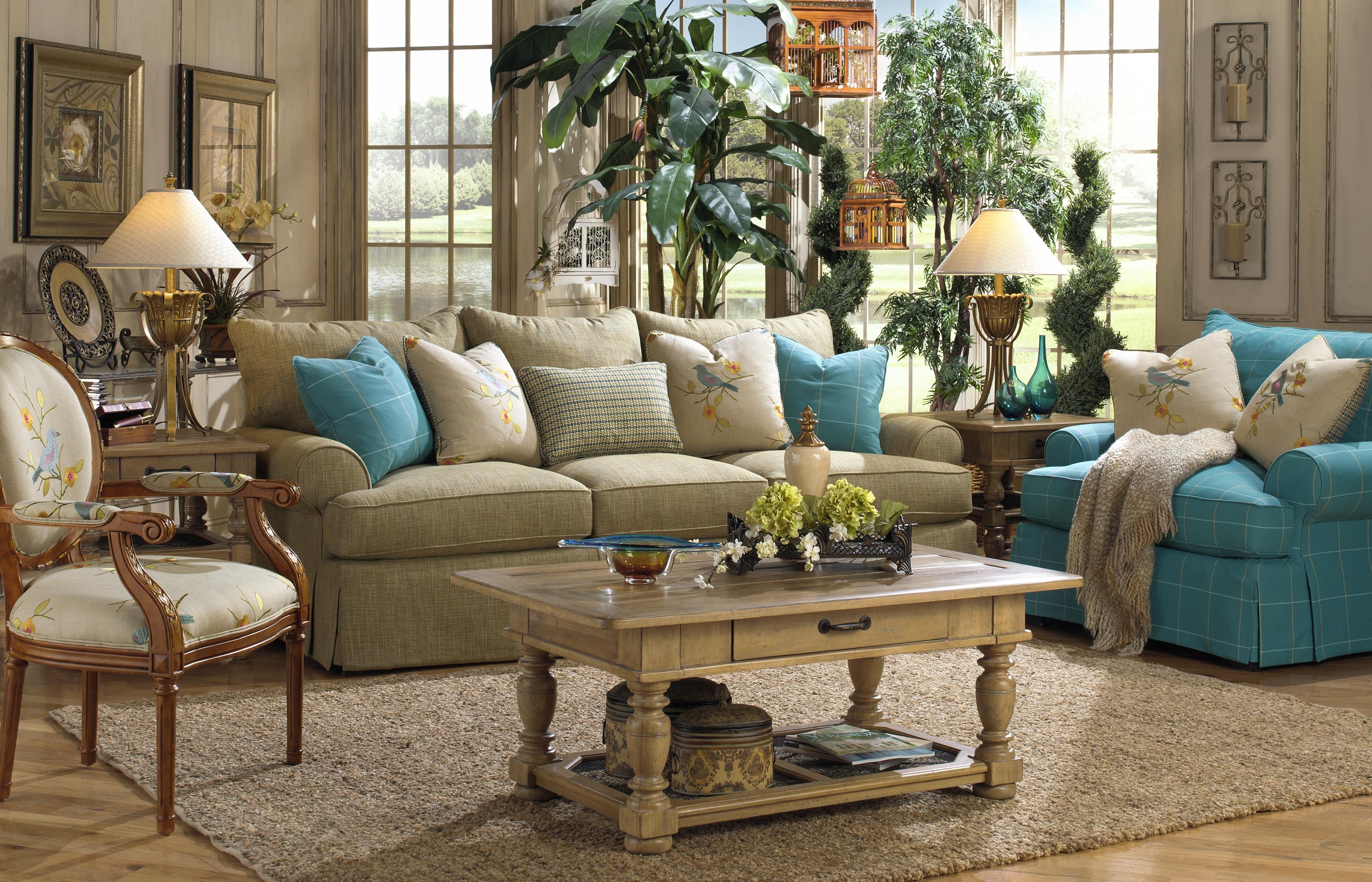 Paula Deen by Craftmaster P997000 Loose Pillow Back Sofa with Skirt