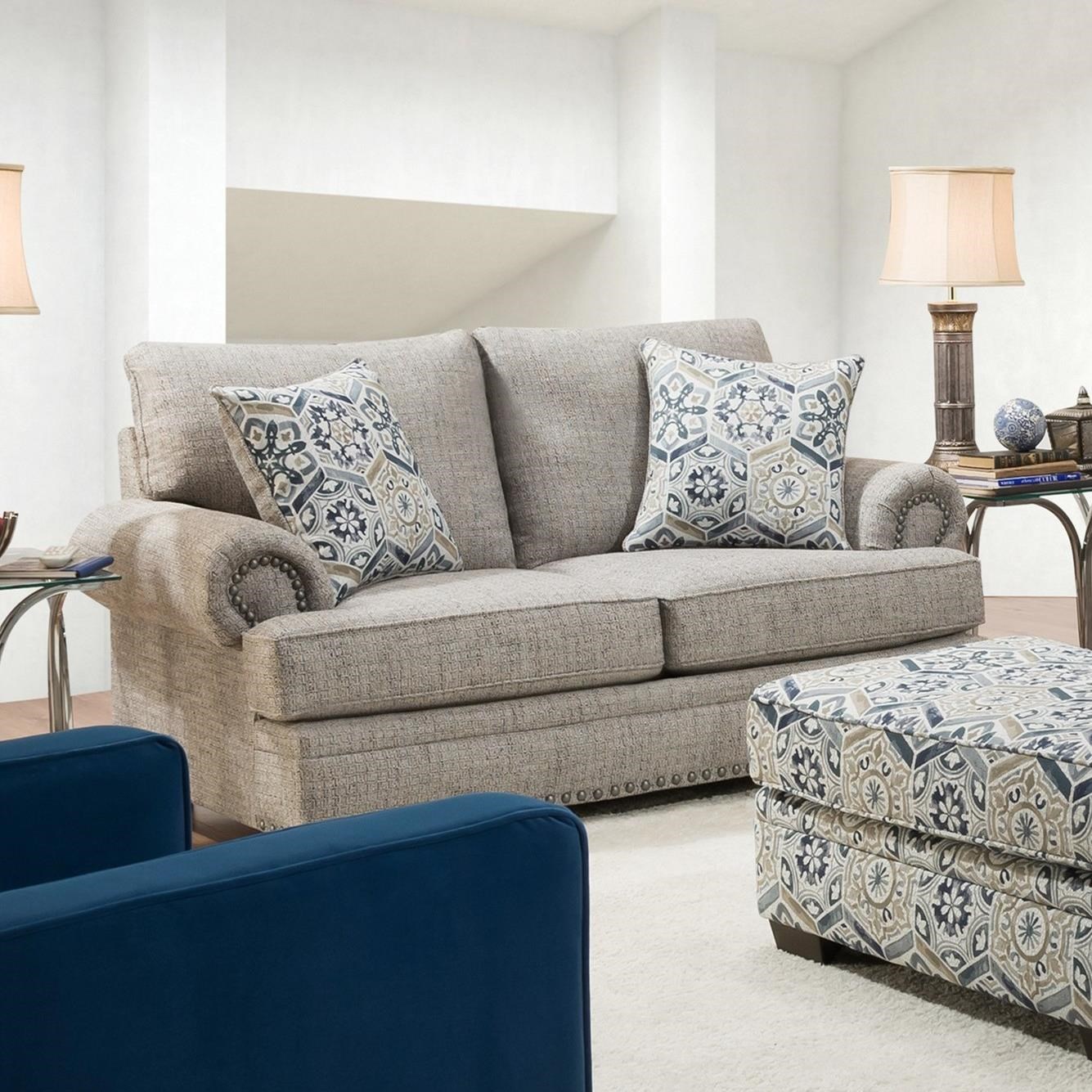 Peak Living 8100 Transitional Loveseat with Nailhead Trim Darvin