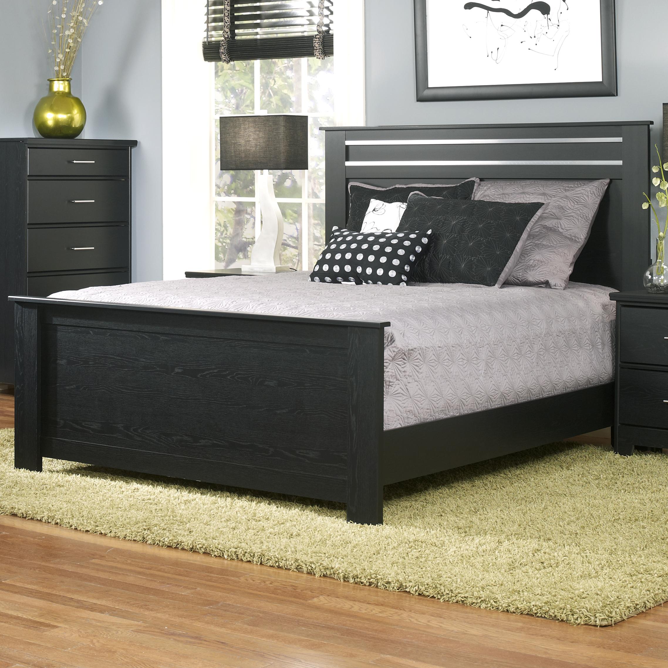 Perdue Manhattan Casual Black King Headboard with Chrome Accents Rune