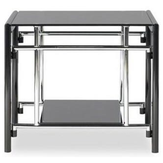 Black Glass End Tables, Set of 2