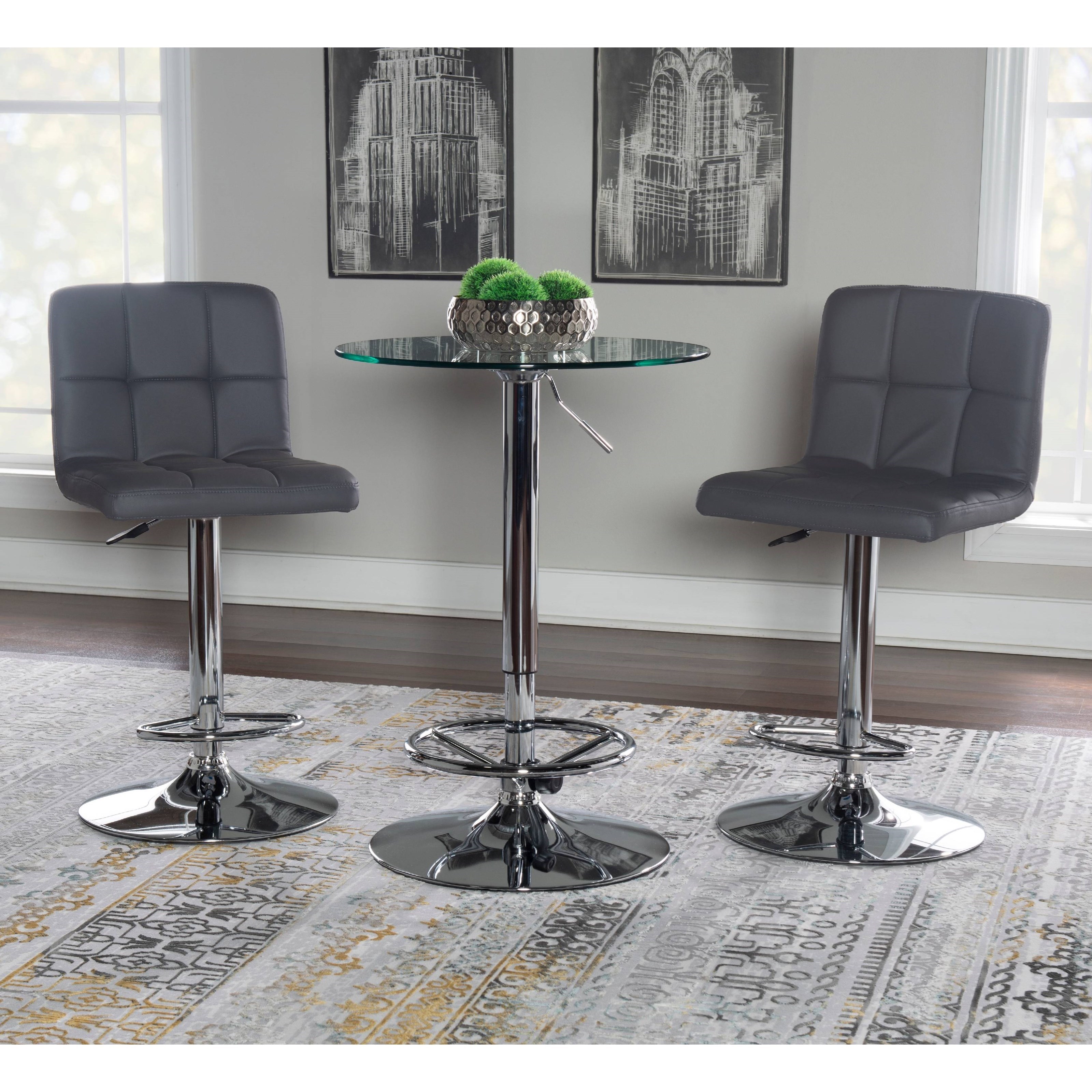 Powell Jenna Contemporary Adjustable Height Pub Table Set Value City