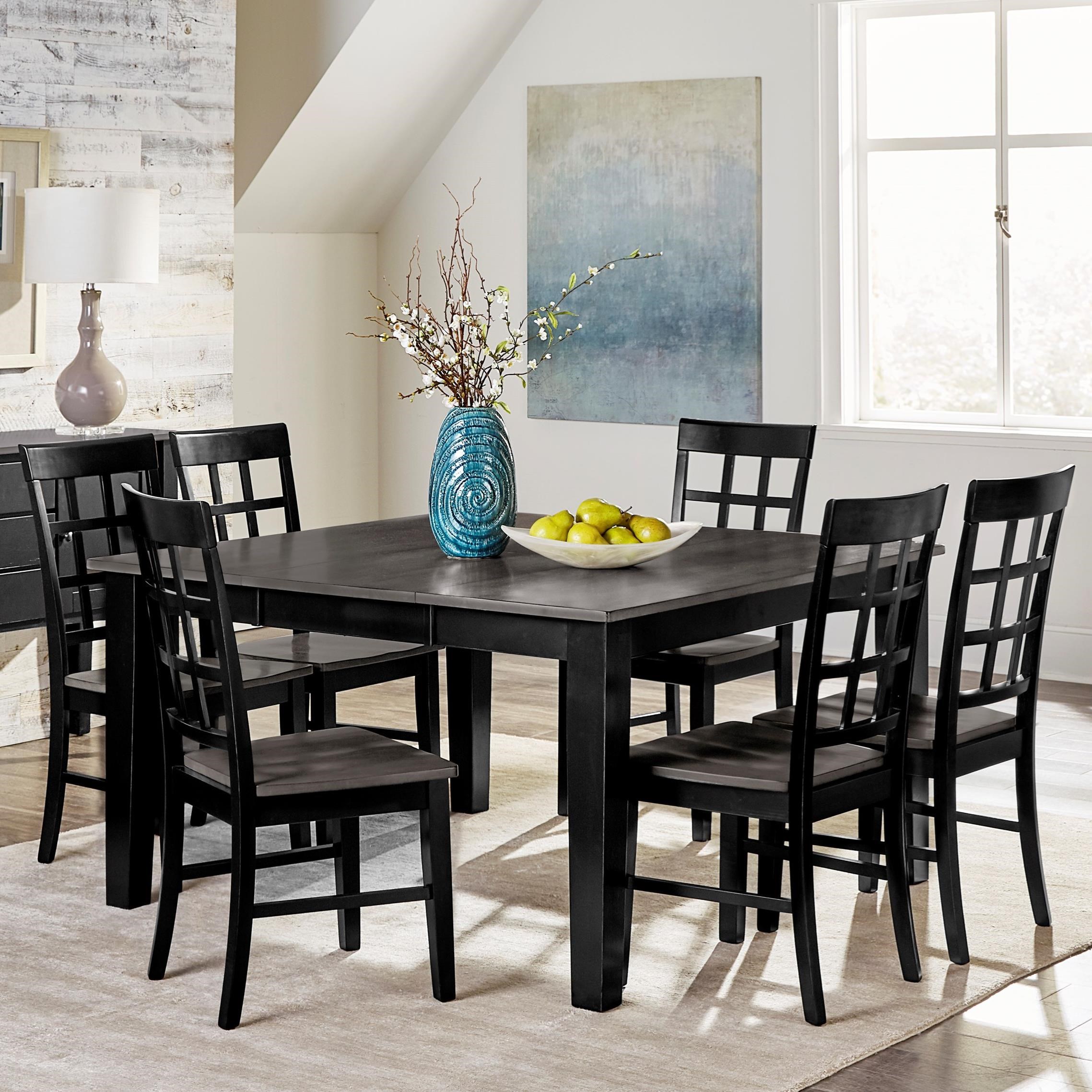 Progressive Furniture Salem 7Piece Solid Wood Dining Table Set with SelfStoring Butterfly Leaf