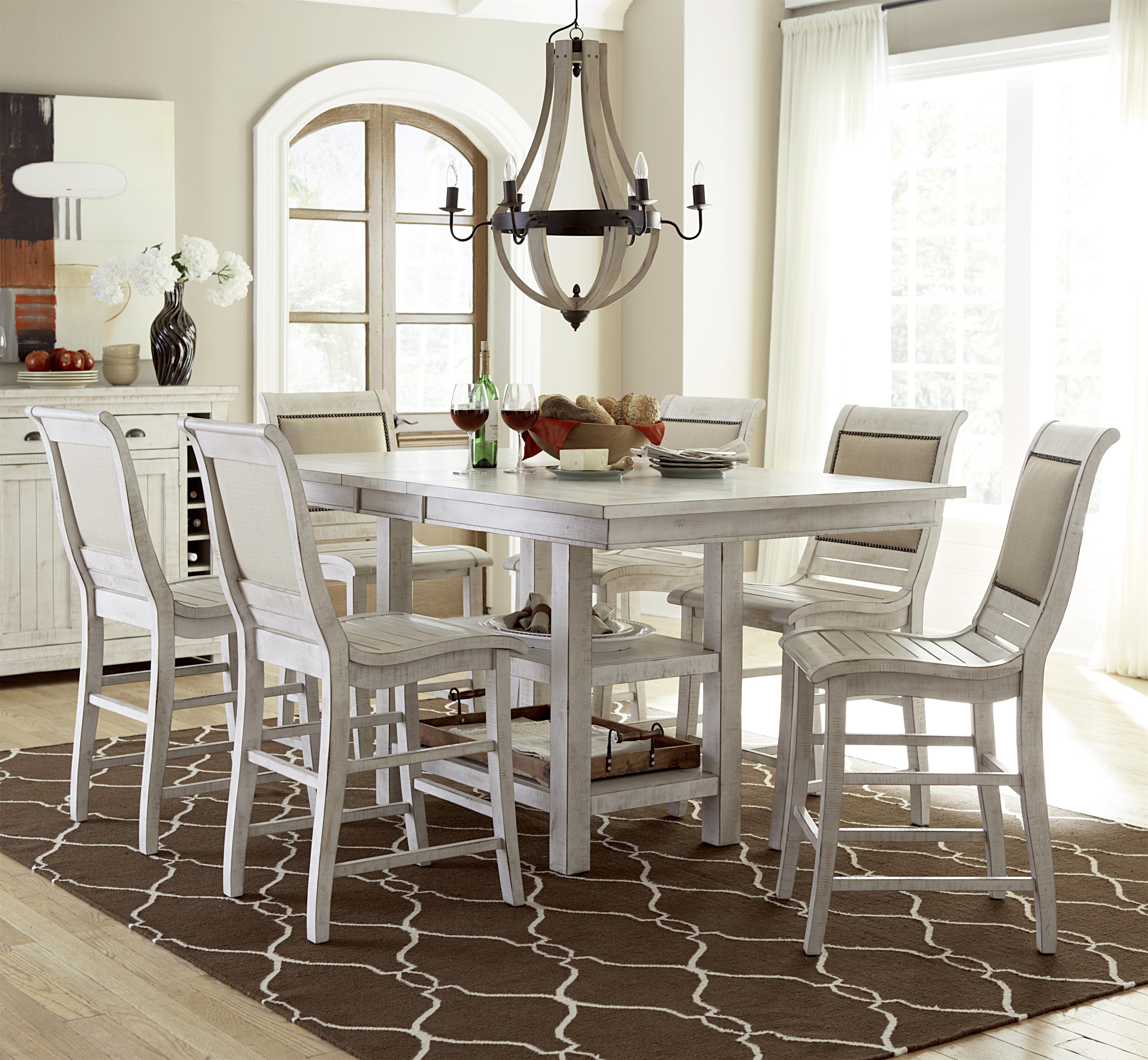 Dining 7Piece Rectangular Counter Height Table Set with Uph. Counter 