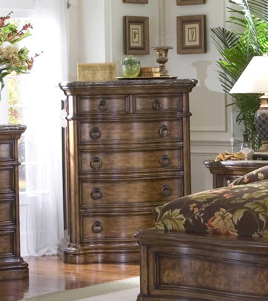 Pulaski Furniture San Mateo 662124 Five Drawer Marble Top Chest Baer