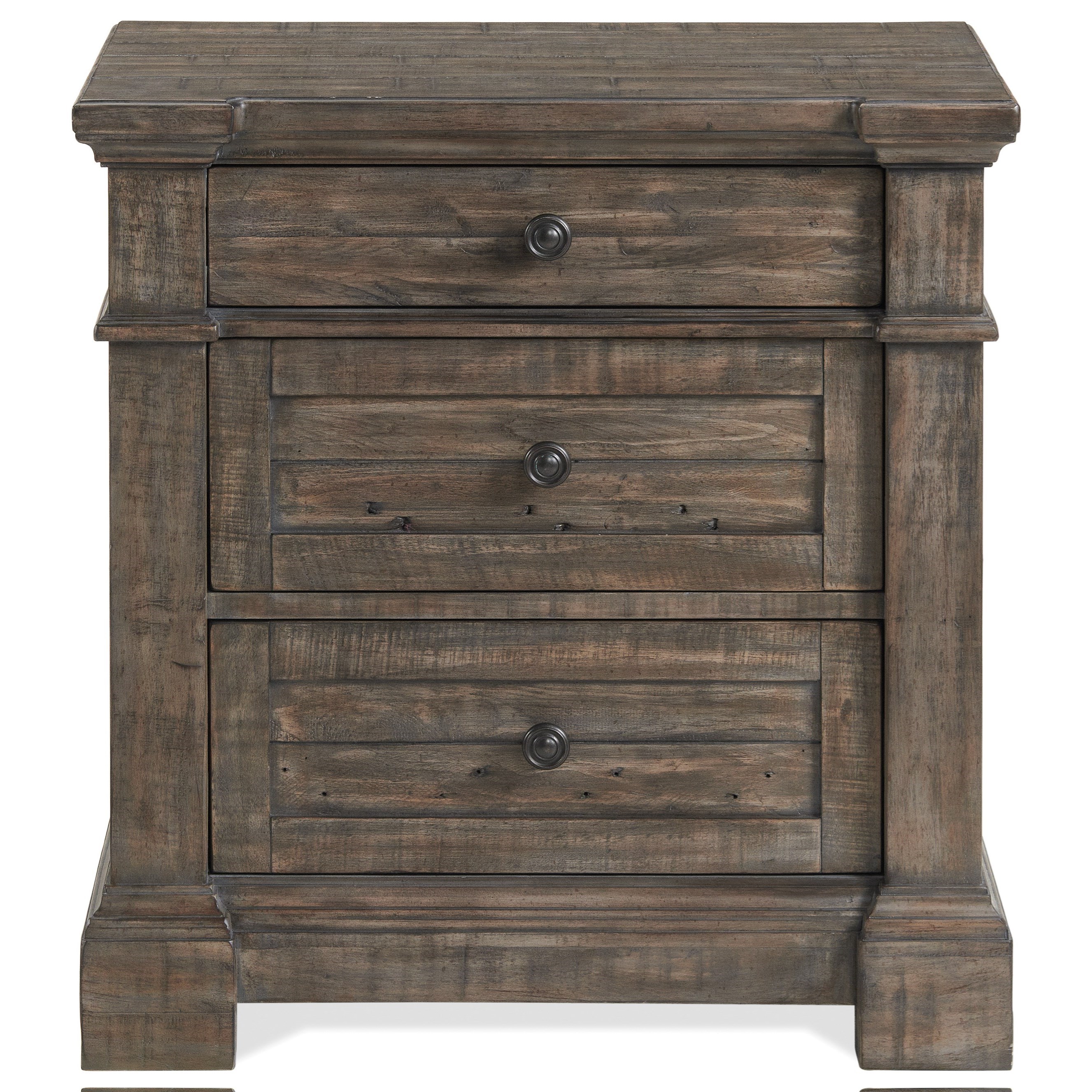 Riverside Furniture Bradford Rustic Traditional 3Drawer Nightstand