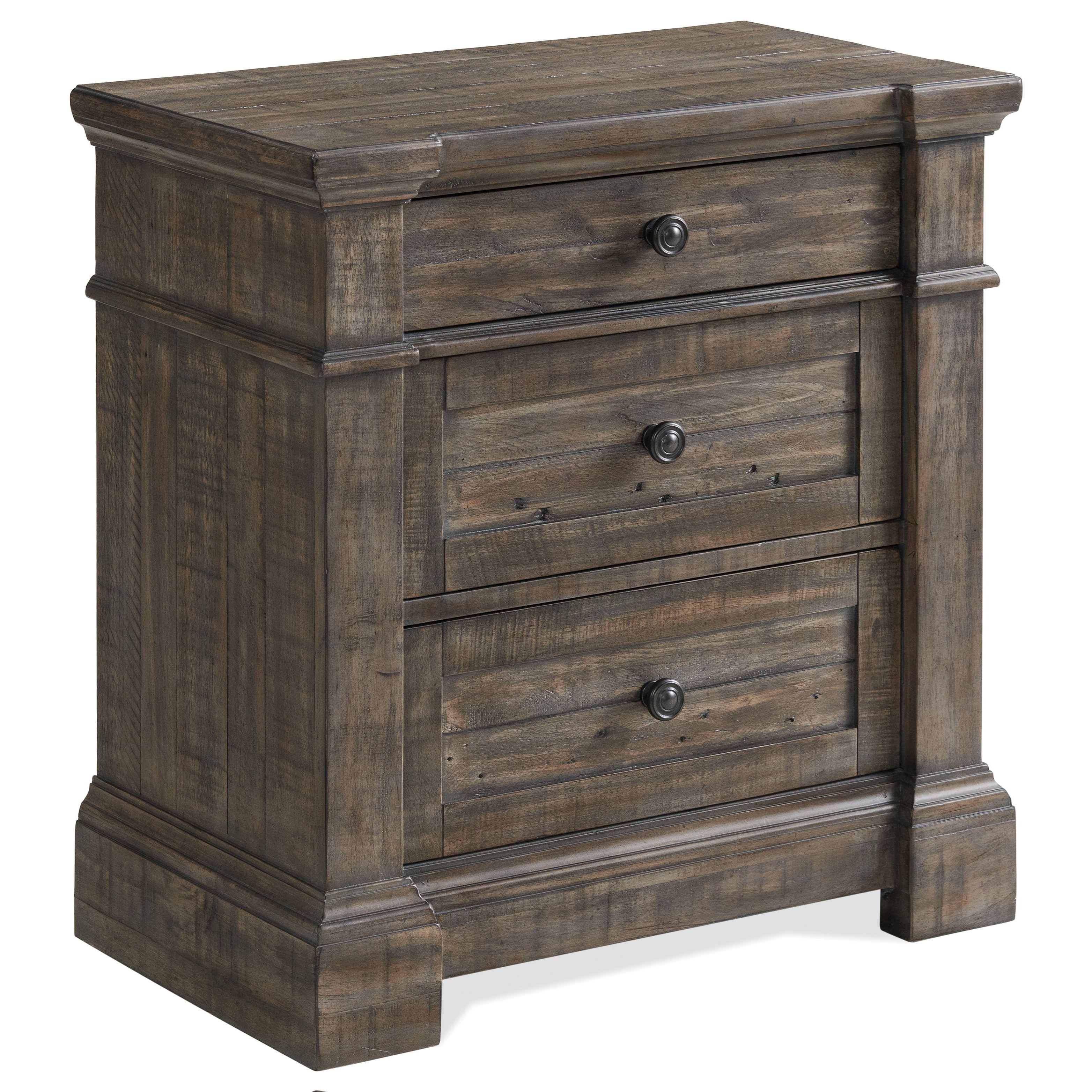 Riverside Furniture Bradford Rustic Traditional 3Drawer Nightstand