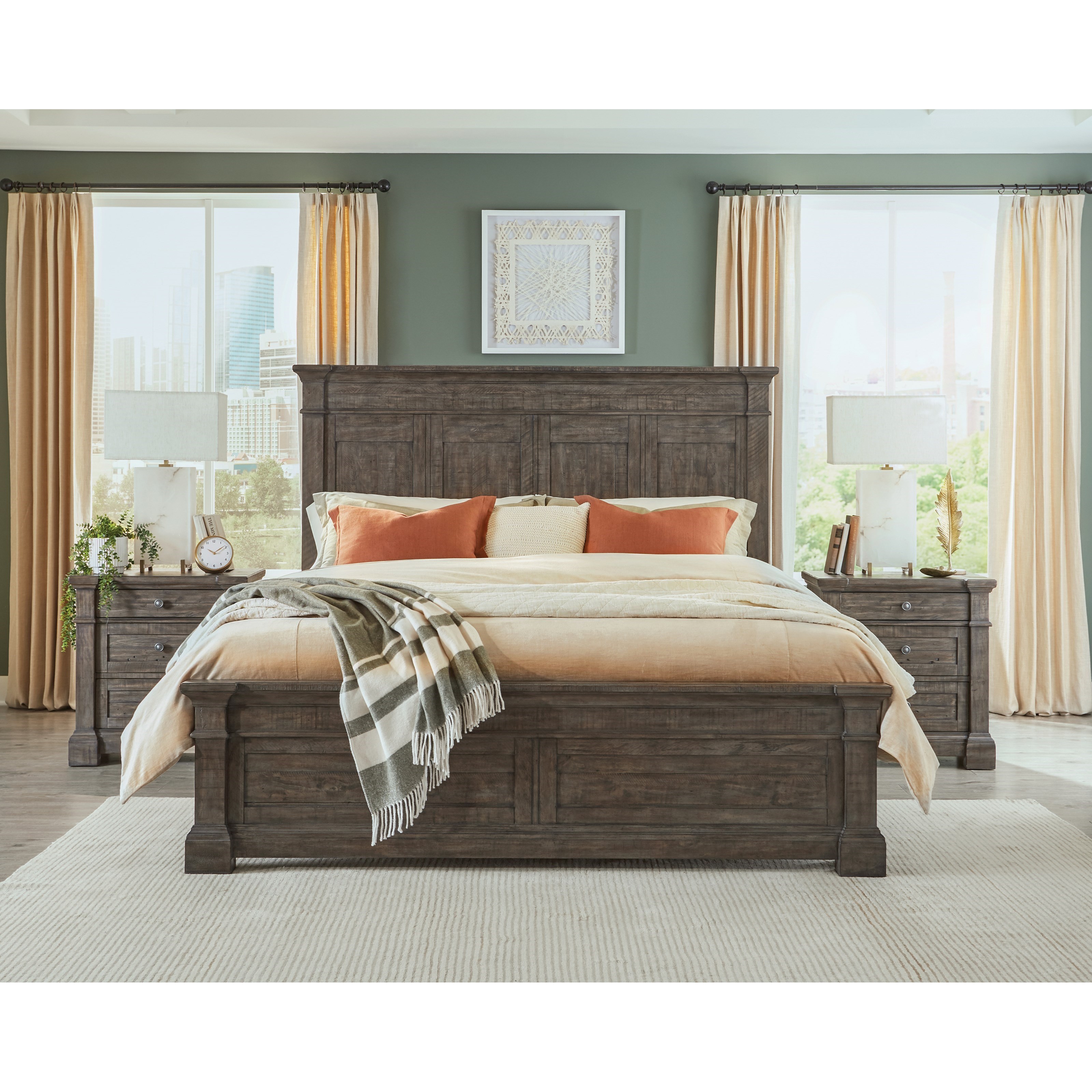 Riverside Furniture Bradford Rustic Traditional 3Drawer Nightstand with USB Ports Sheely's