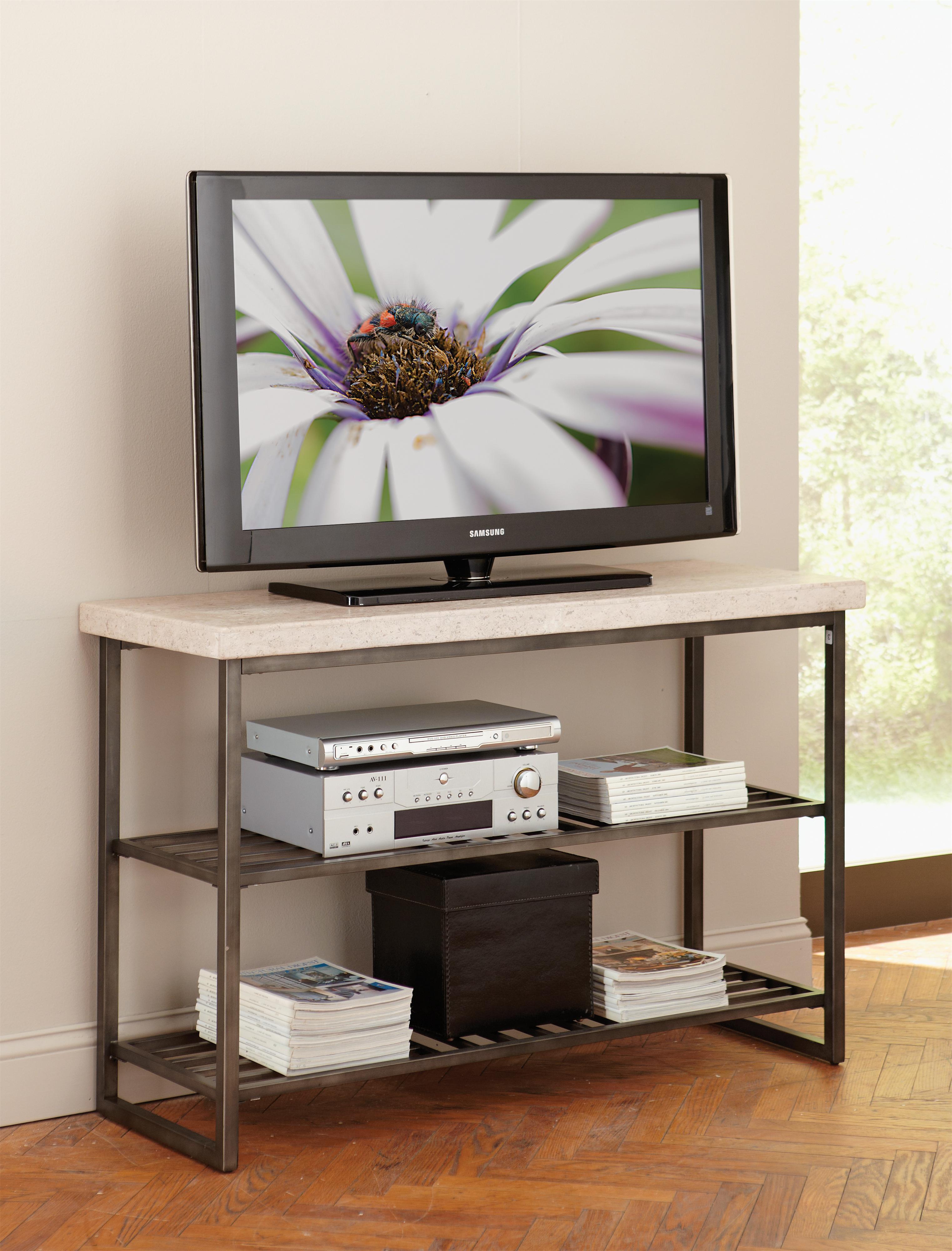 Riverside Furniture Capri Travertine Top Console Table w/ Shelves