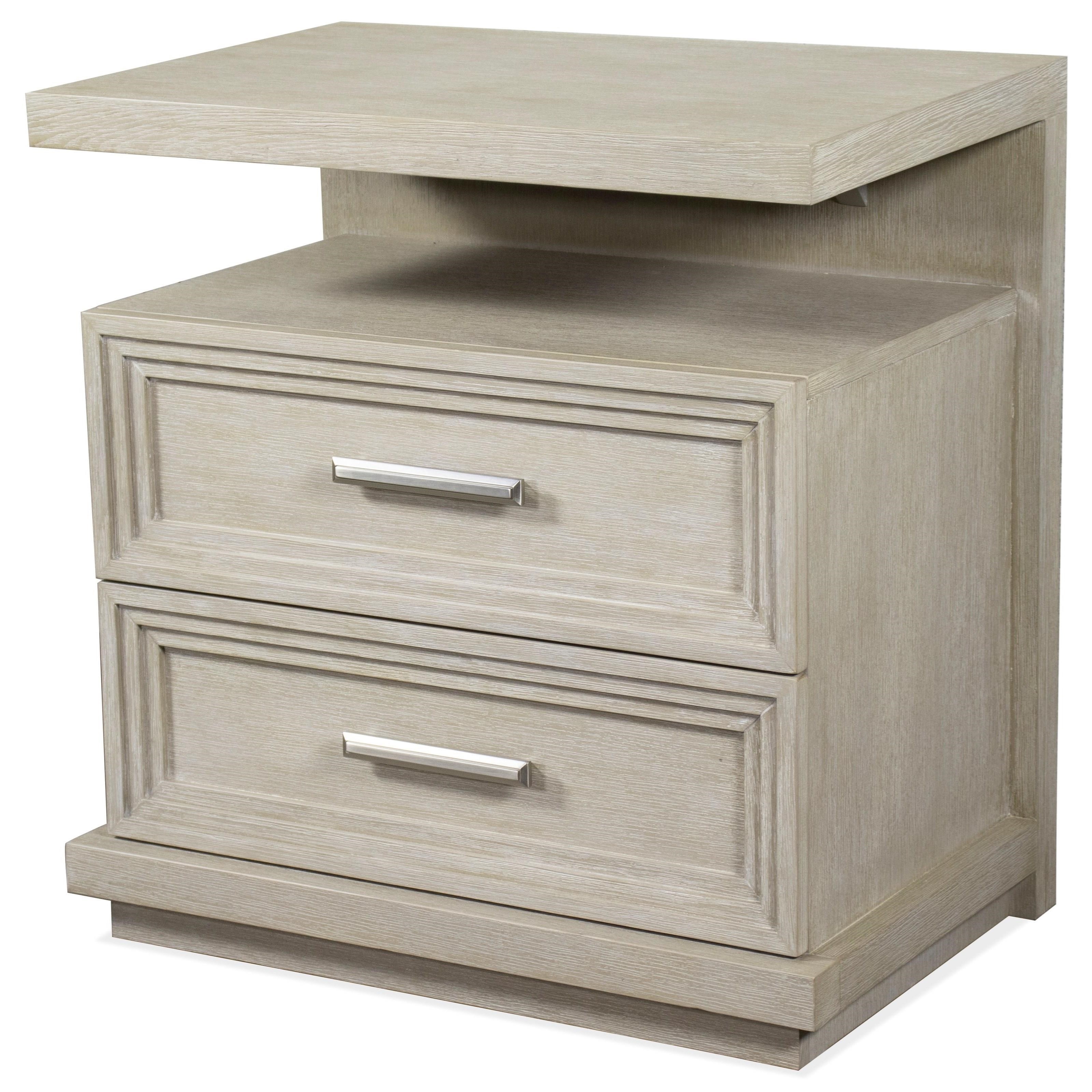 Riverside Furniture Cascade Contemporary 2Drawer Nightstand with USB