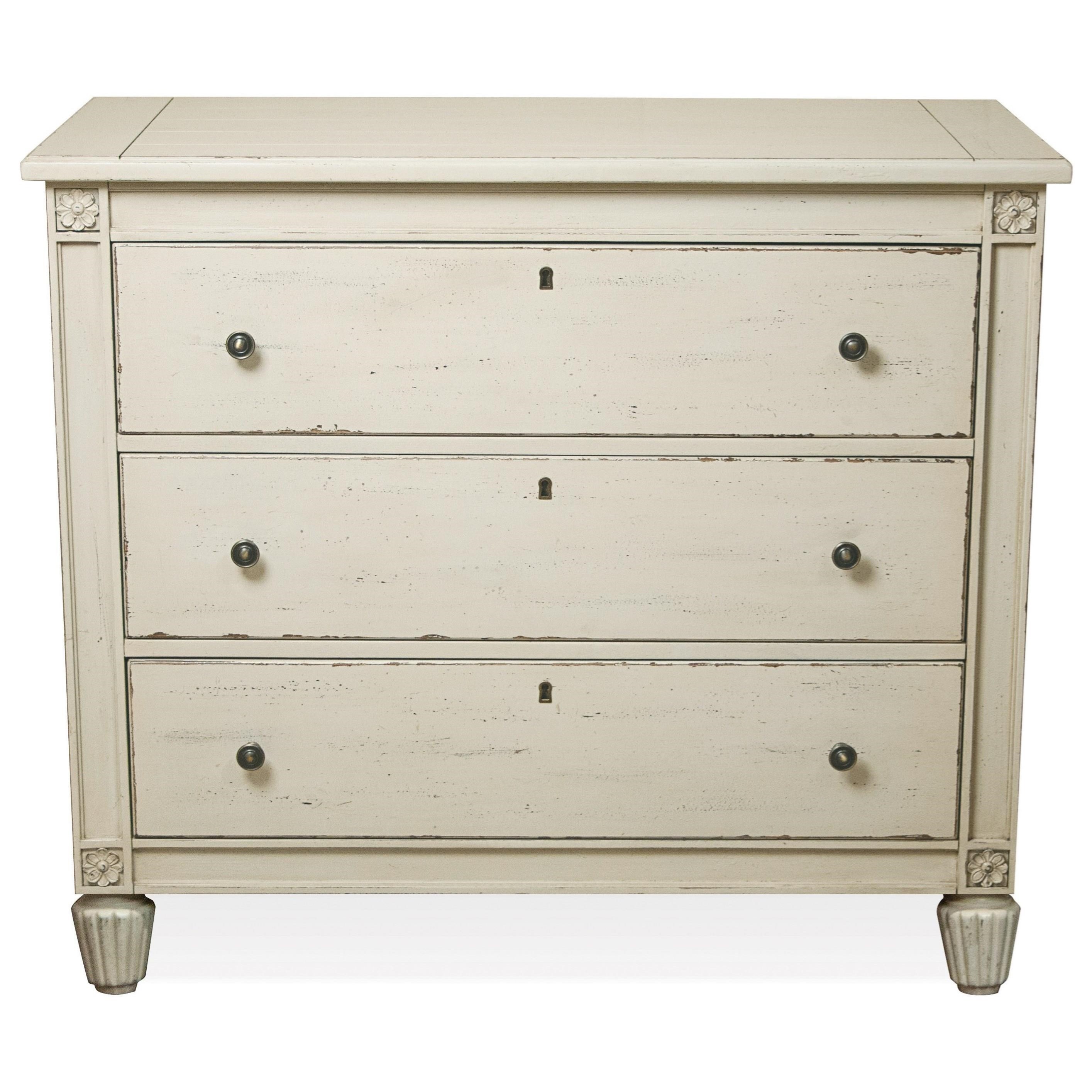Riverside Furniture Huntleigh 3 Drawer Bachelors Chest in Vintage White Finish Howell