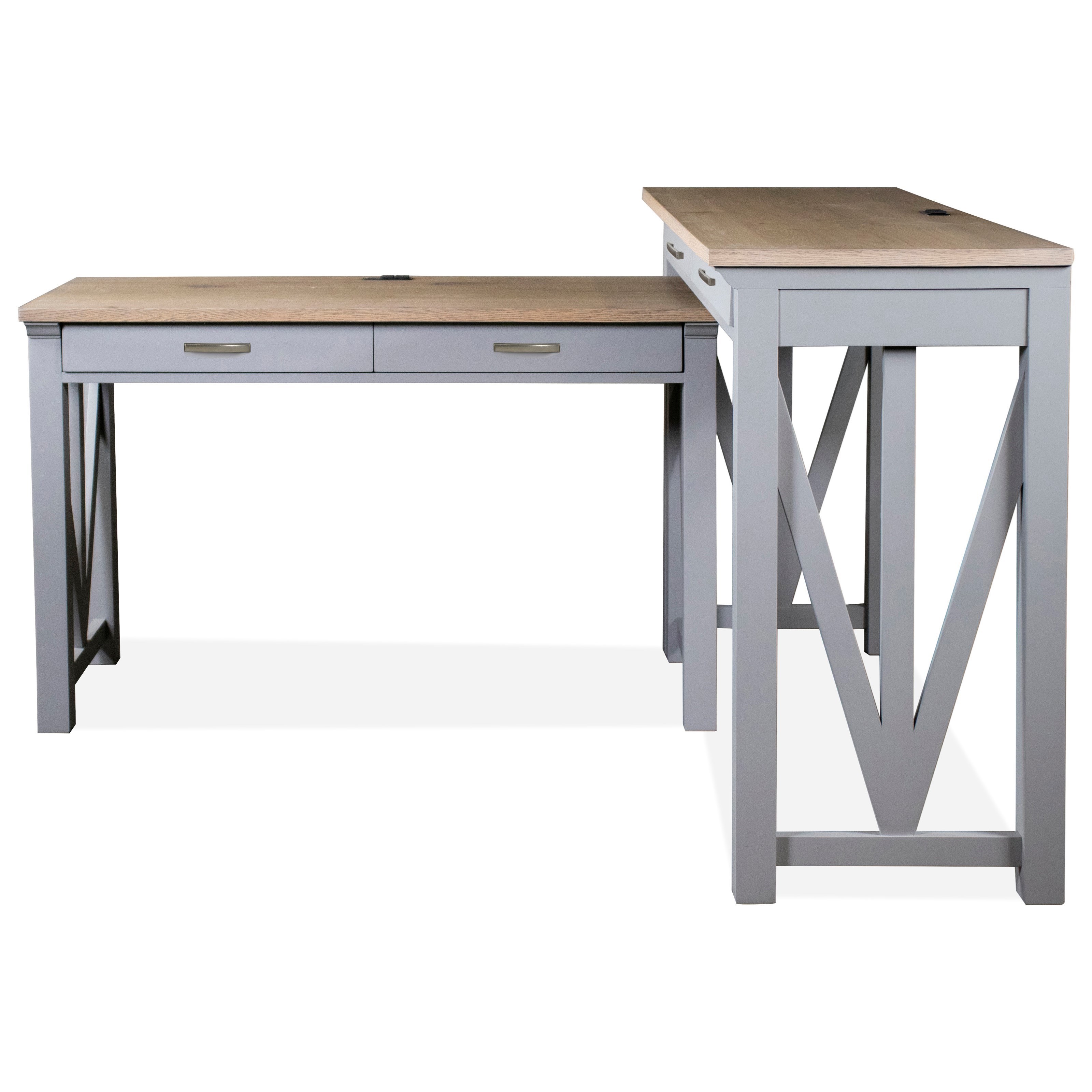 Riverside Furniture Osborne Modern Farmhouse Writing Desk with Electrical and USB Outlets