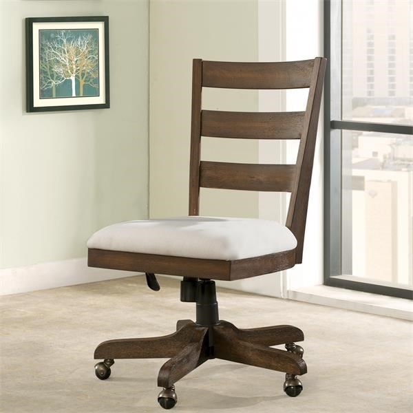 Riverside Furniture Perspectives Transitional Wood Back Upholstered Desk Chair with Casters